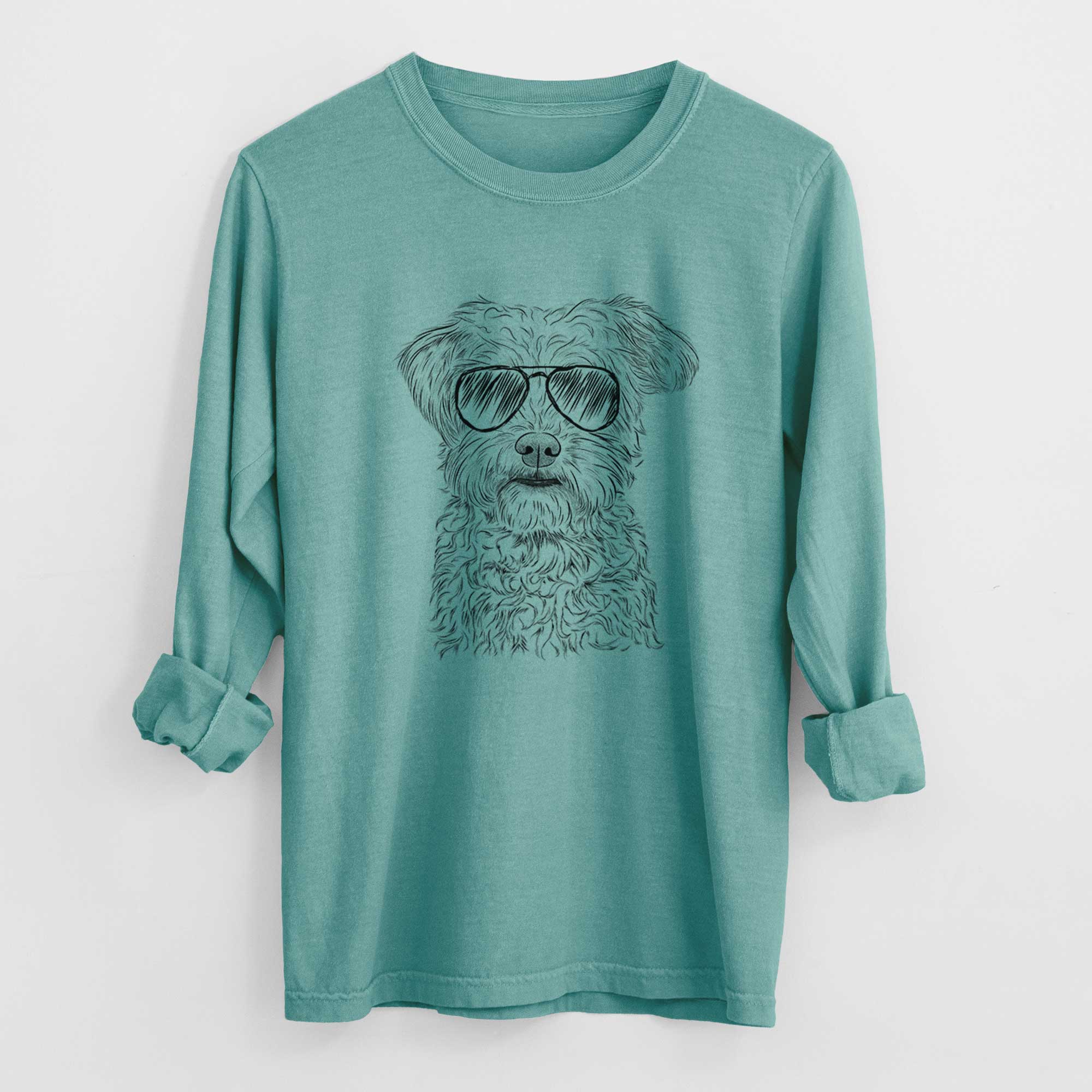 Aviator Rudy the Schnoodle - Men's Heavyweight 100% Cotton Long Sleeve