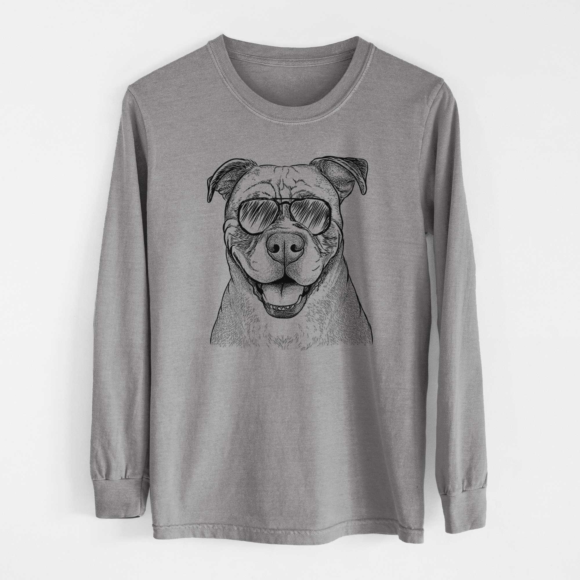 Aviator Rufus the American Bulldog - Men's Heavyweight 100% Cotton Long Sleeve