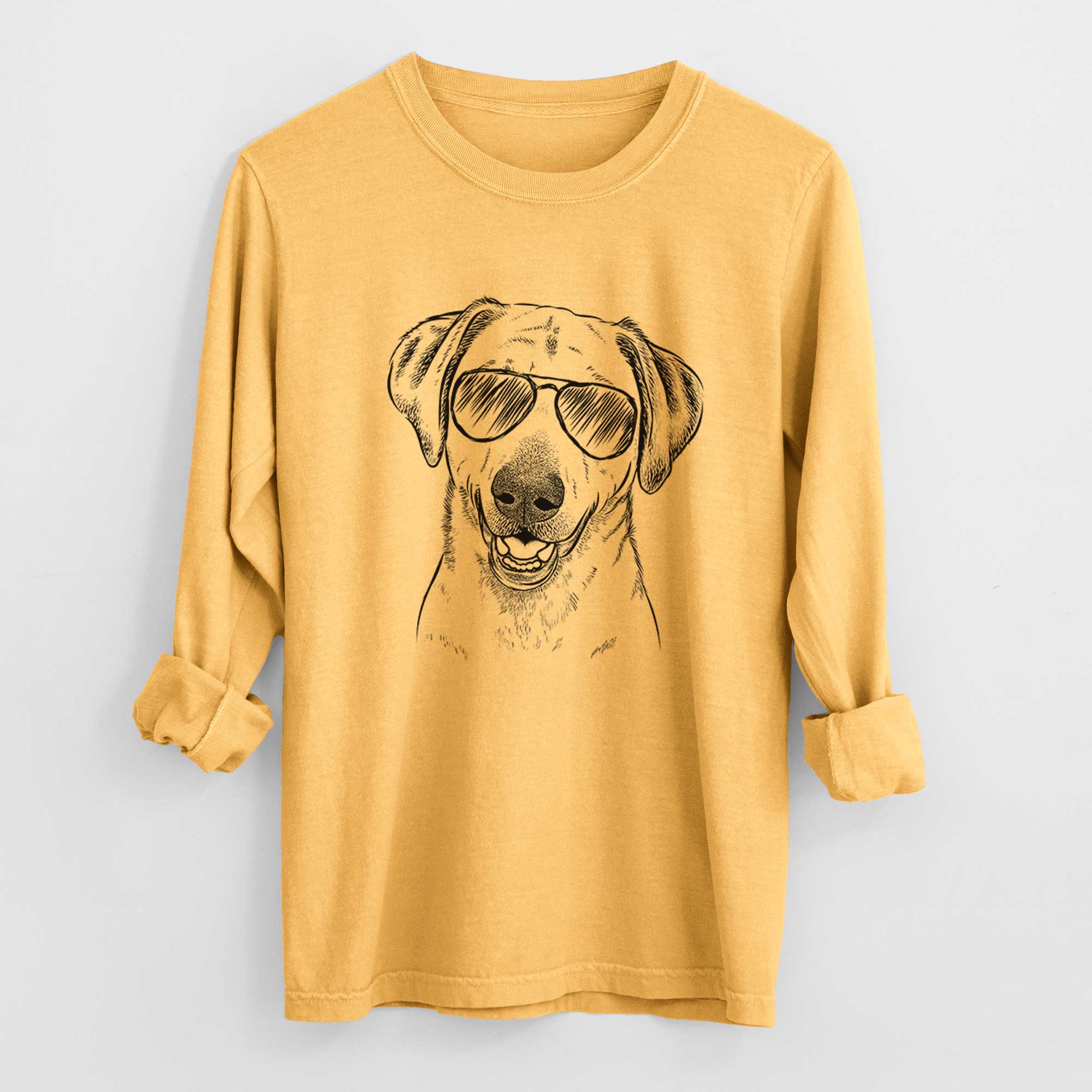 Aviator Rusty the Labrador Retriever - Men's Heavyweight 100% Cotton Long Sleeve