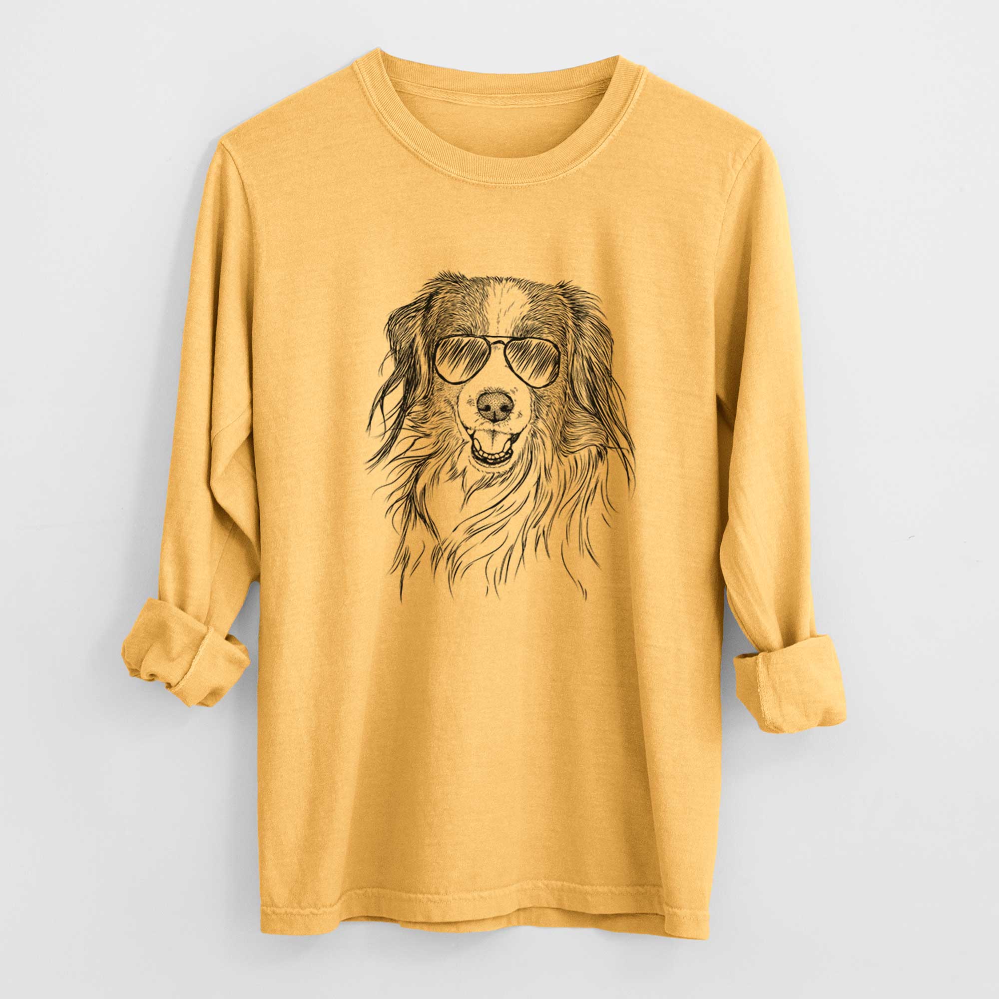 Aviator Rutger the Nederlandse Kooikerhondje - Men's Heavyweight 100% Cotton Long Sleeve