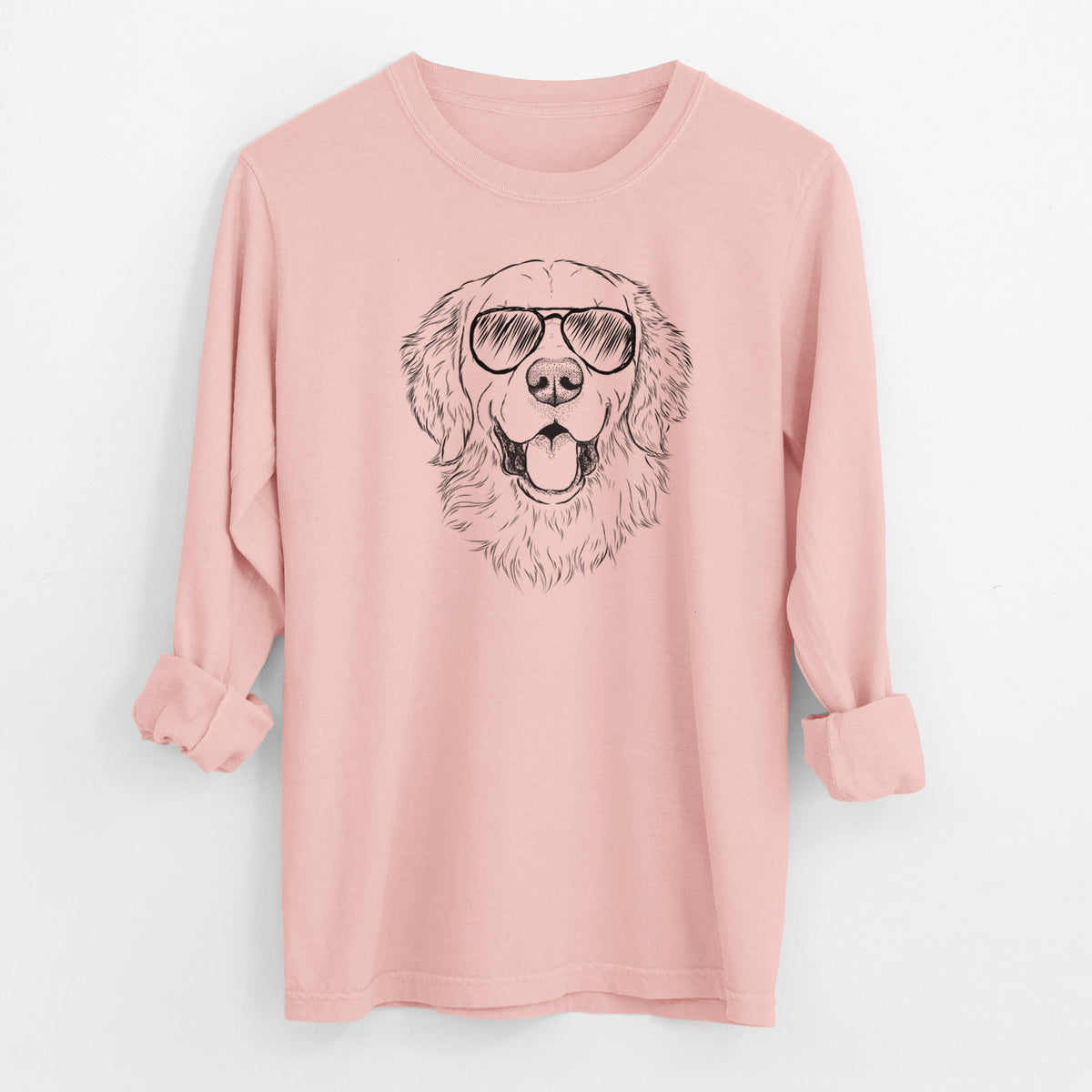 Aviator Sam the Golden Retriever - Men's Heavyweight 100% Cotton Long Sleeve