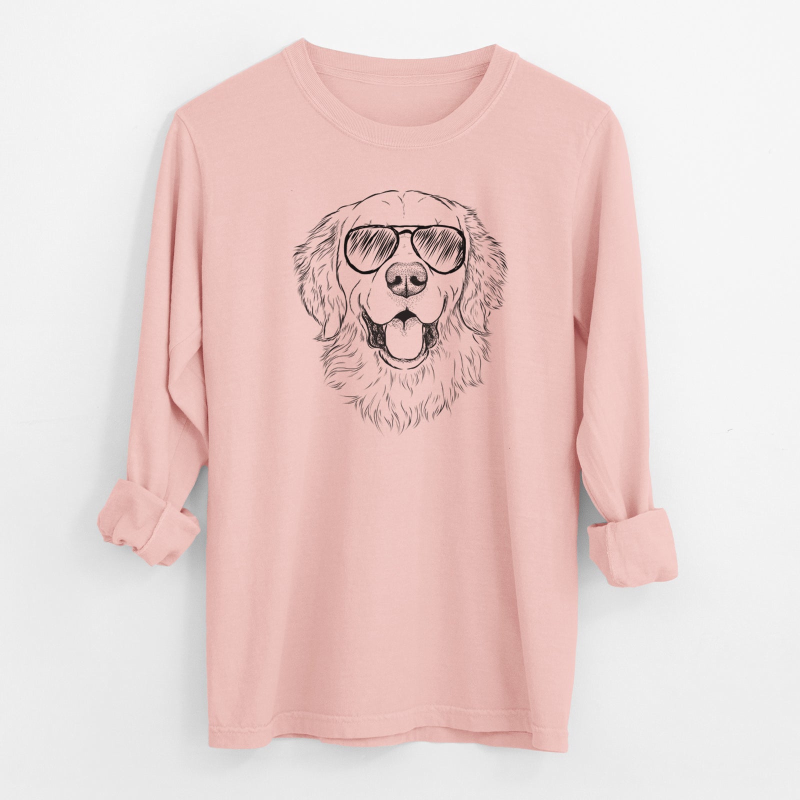 Aviator Sam the Golden Retriever - Men's Heavyweight 100% Cotton Long Sleeve