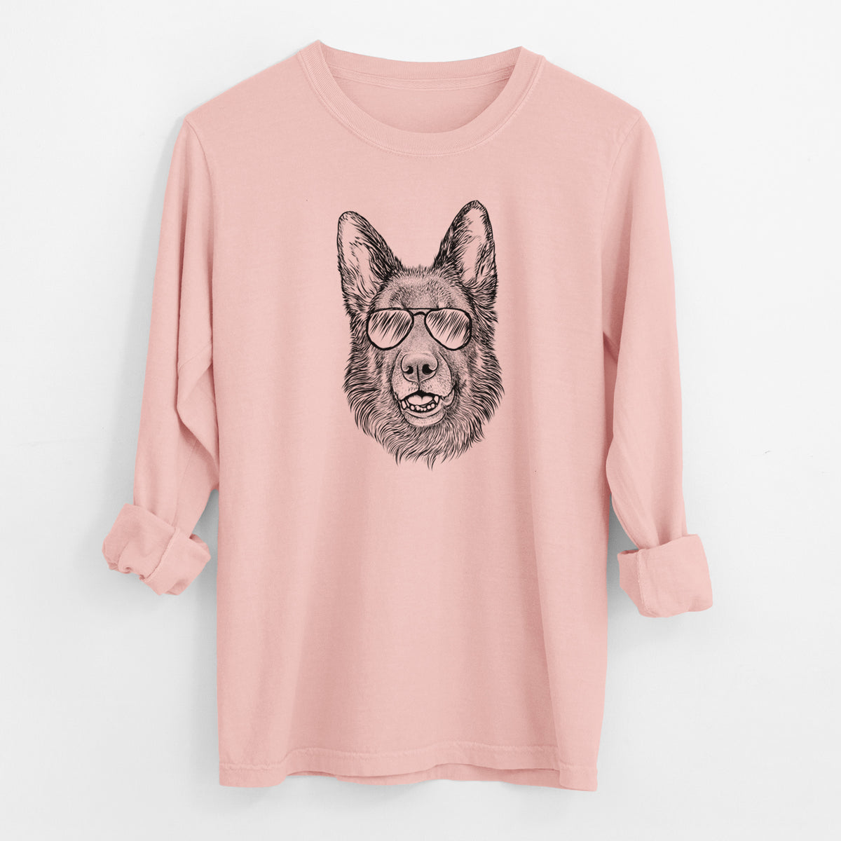 Aviator Sammie the German Shepherd - Men's Heavyweight 100% Cotton Long Sleeve