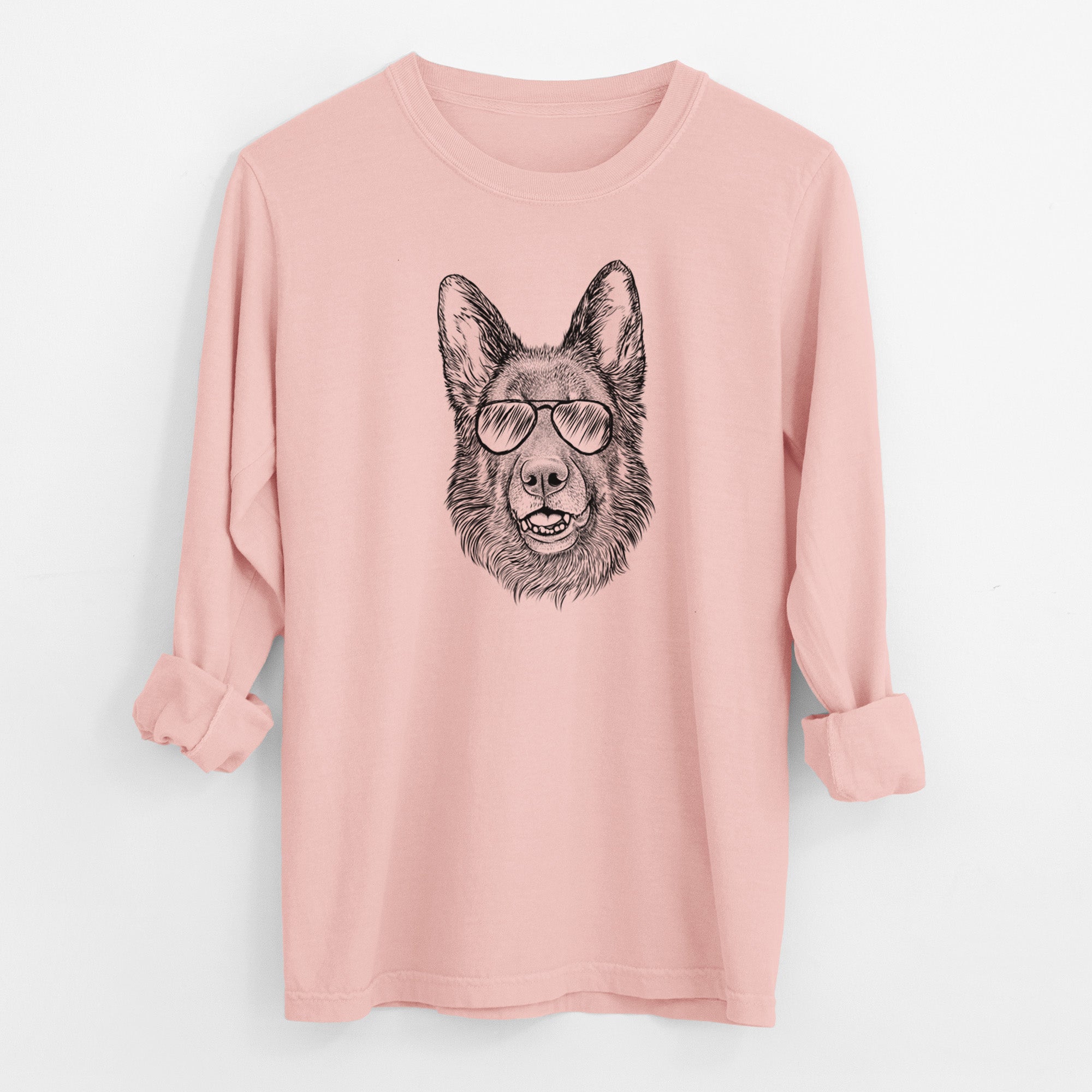 Aviator Sammie the German Shepherd - Men's Heavyweight 100% Cotton Long Sleeve