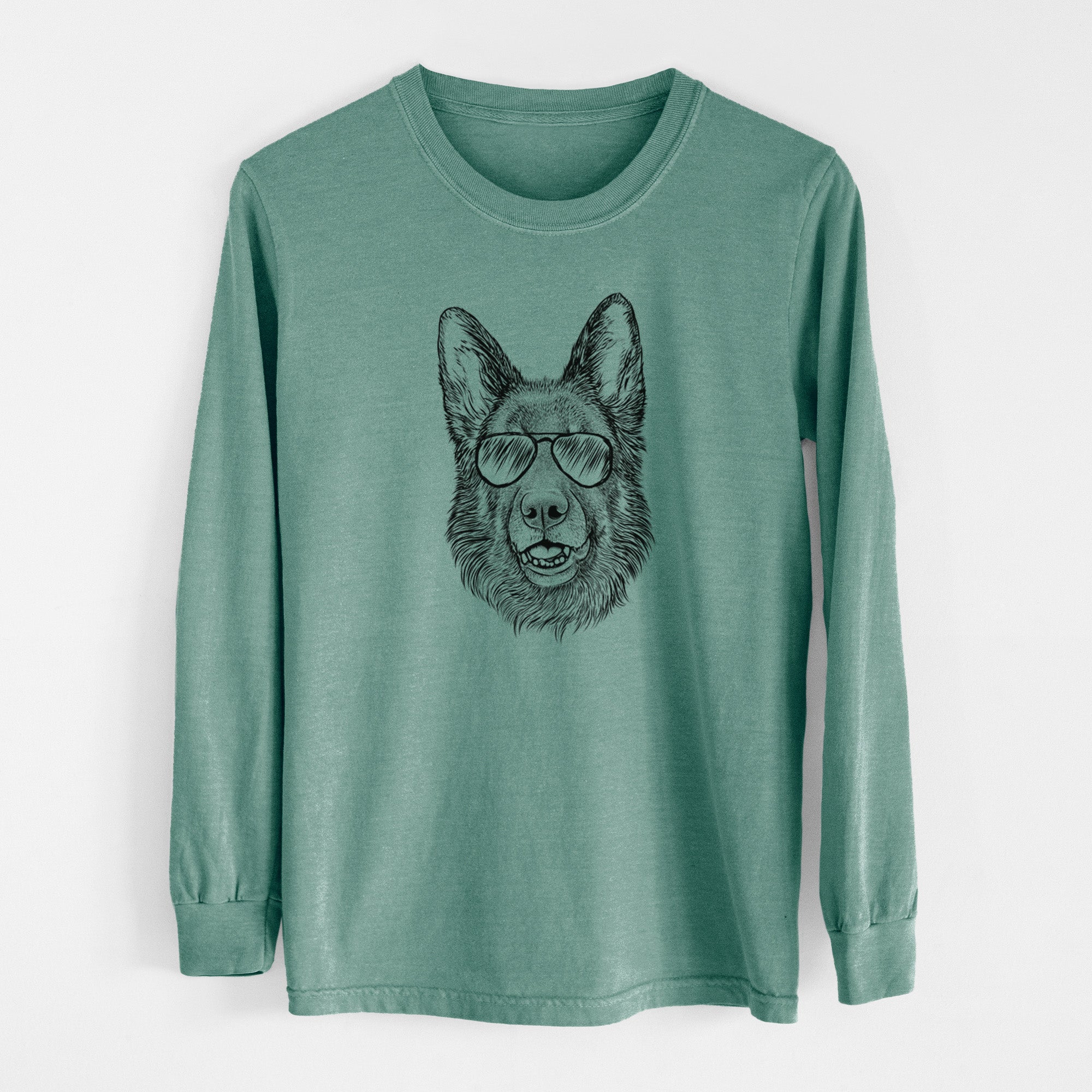Aviator Sammie the German Shepherd - Men's Heavyweight 100% Cotton Long Sleeve