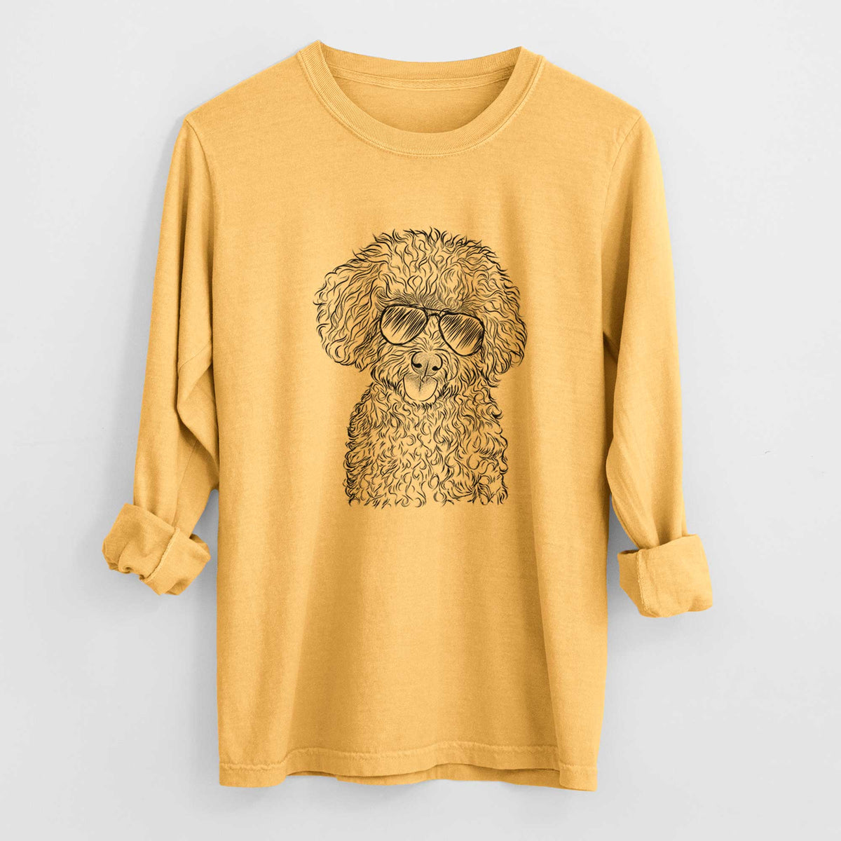 Aviator Satsu the Micro Teacup Poodle - Men's Heavyweight 100% Cotton Long Sleeve