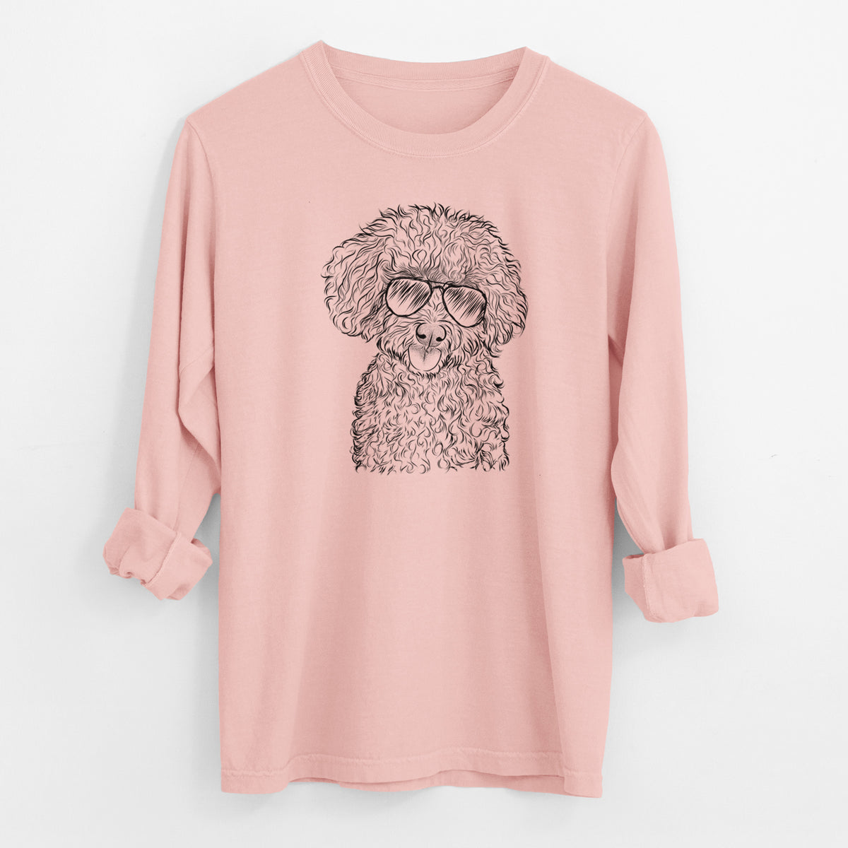 Aviator Satsu the Micro Teacup Poodle - Men's Heavyweight 100% Cotton Long Sleeve