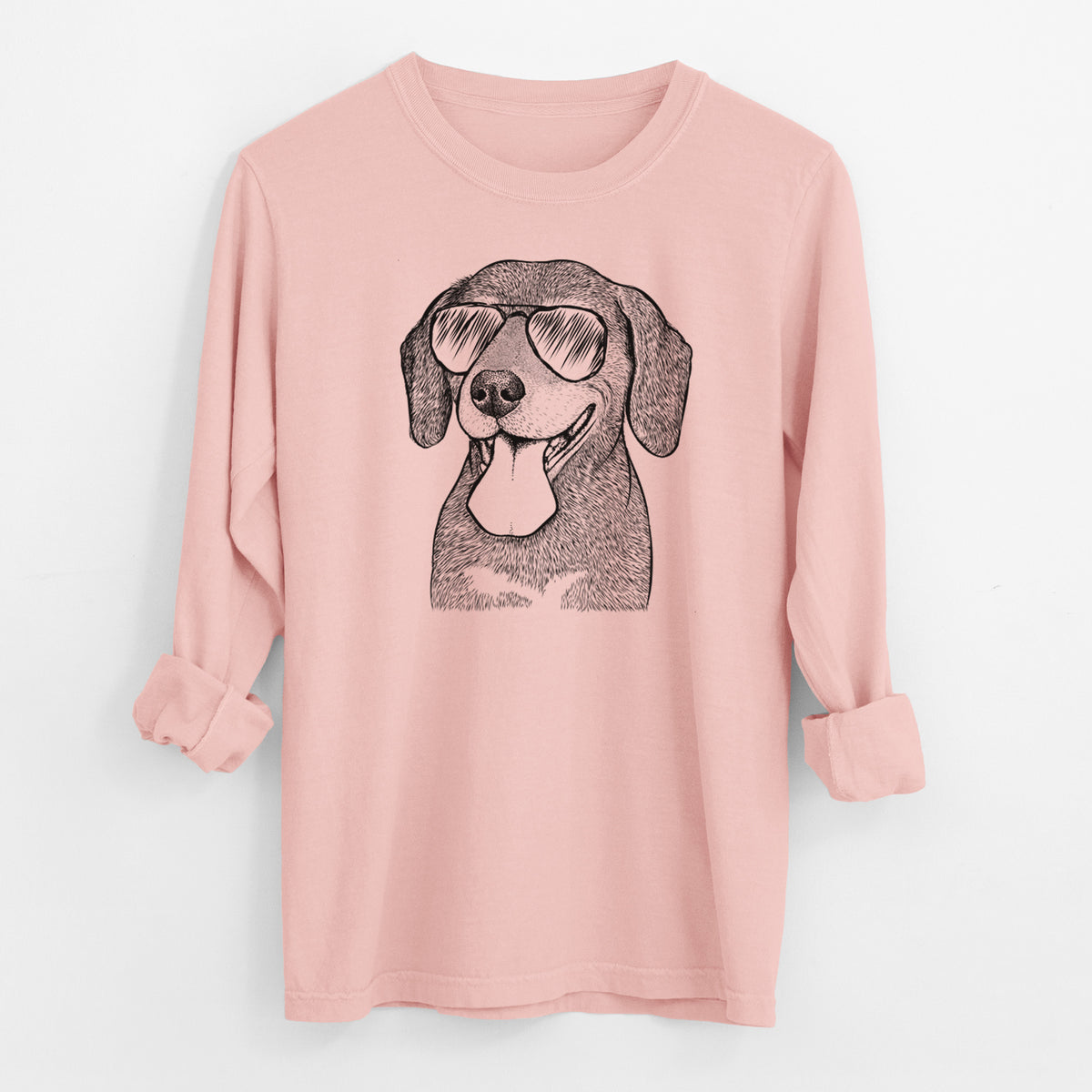 Aviator Scarlett the Beagle - Men's Heavyweight 100% Cotton Long Sleeve