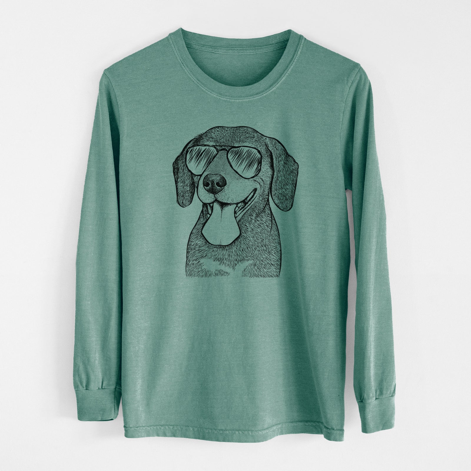 Aviator Scarlett the Beagle - Men's Heavyweight 100% Cotton Long Sleeve