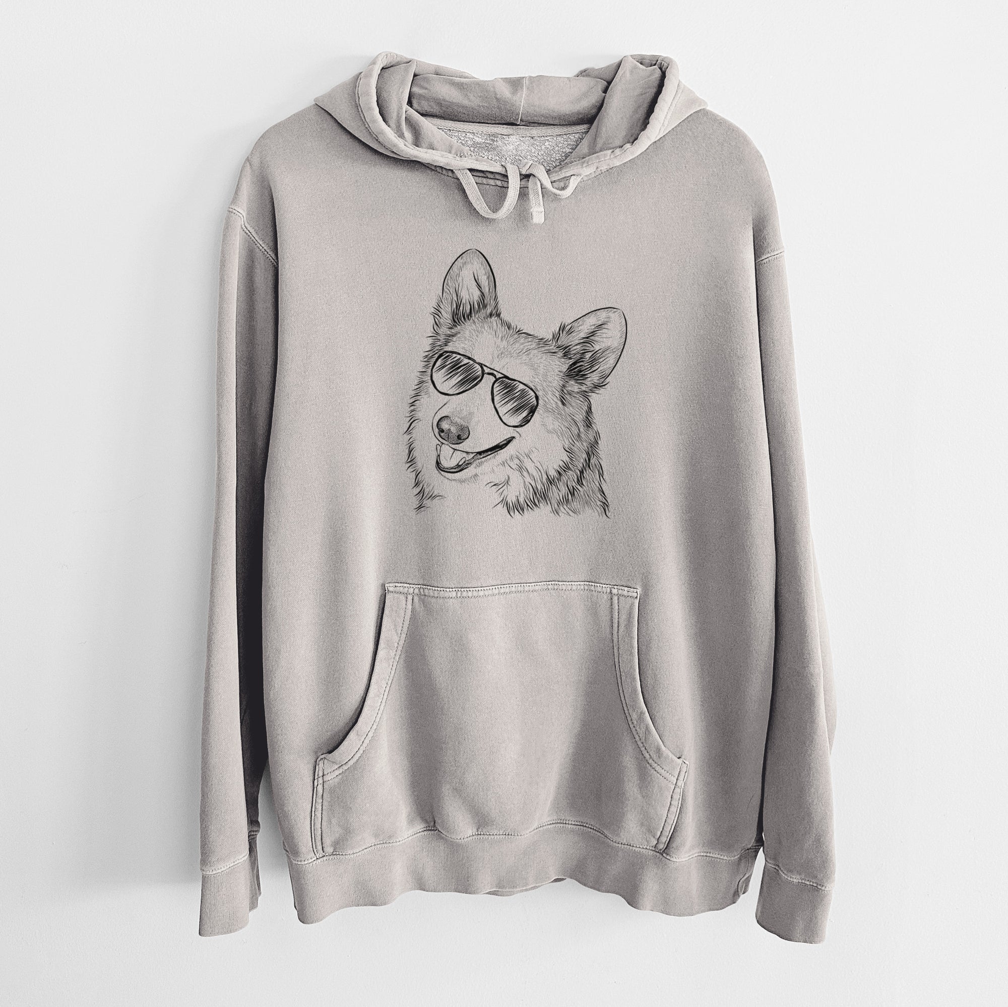 Aviator Scout the Pembroke Welsh Corgi - Unisex Pigment Dyed Hoodie