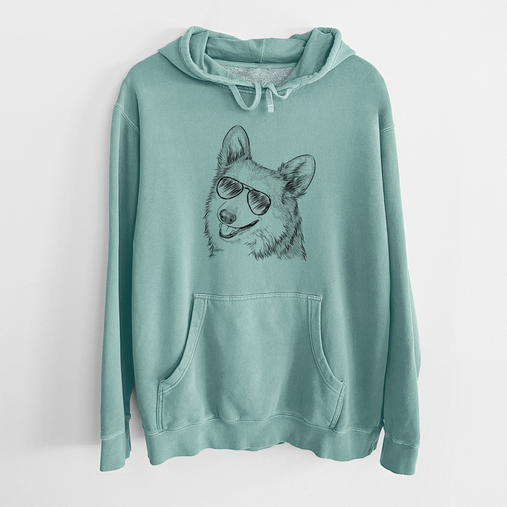 Aviator Scout the Pembroke Welsh Corgi - Unisex Pigment Dyed Hoodie