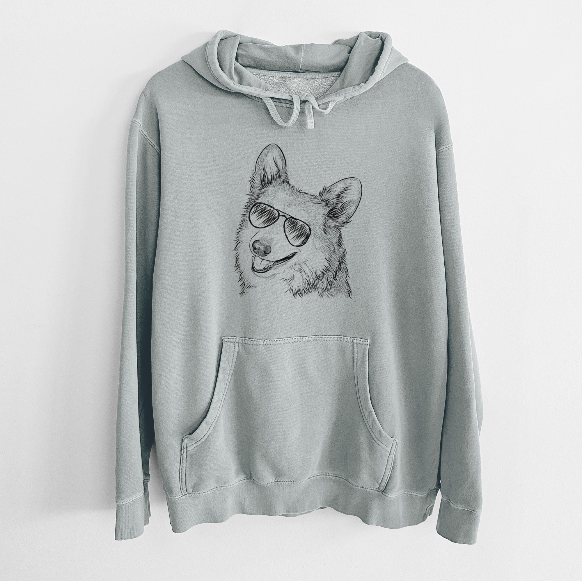 Aviator Scout the Pembroke Welsh Corgi - Unisex Pigment Dyed Hoodie