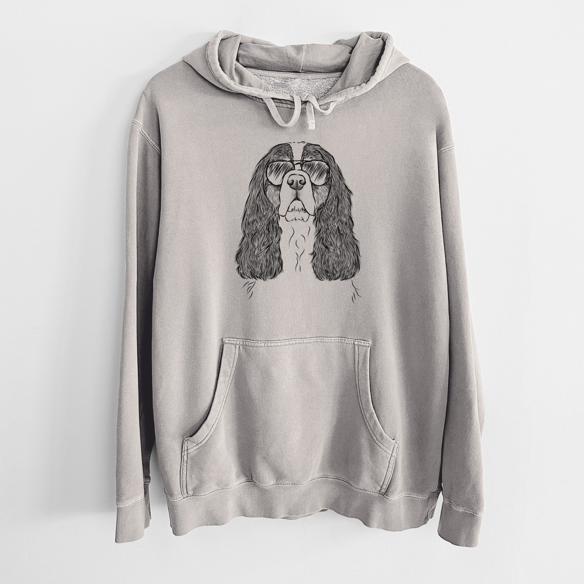 Aviator Sebastian the Cavalier King Charles Spaniel - Unisex Pigment Dyed Hoodie