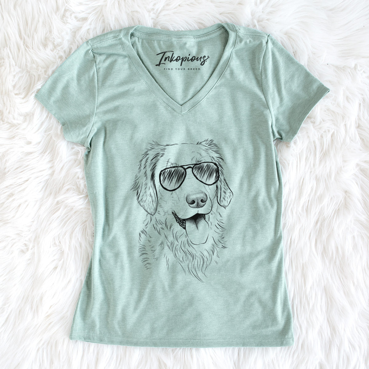 Aviator Semba the Golden Retriever - Women's V-neck Shirt