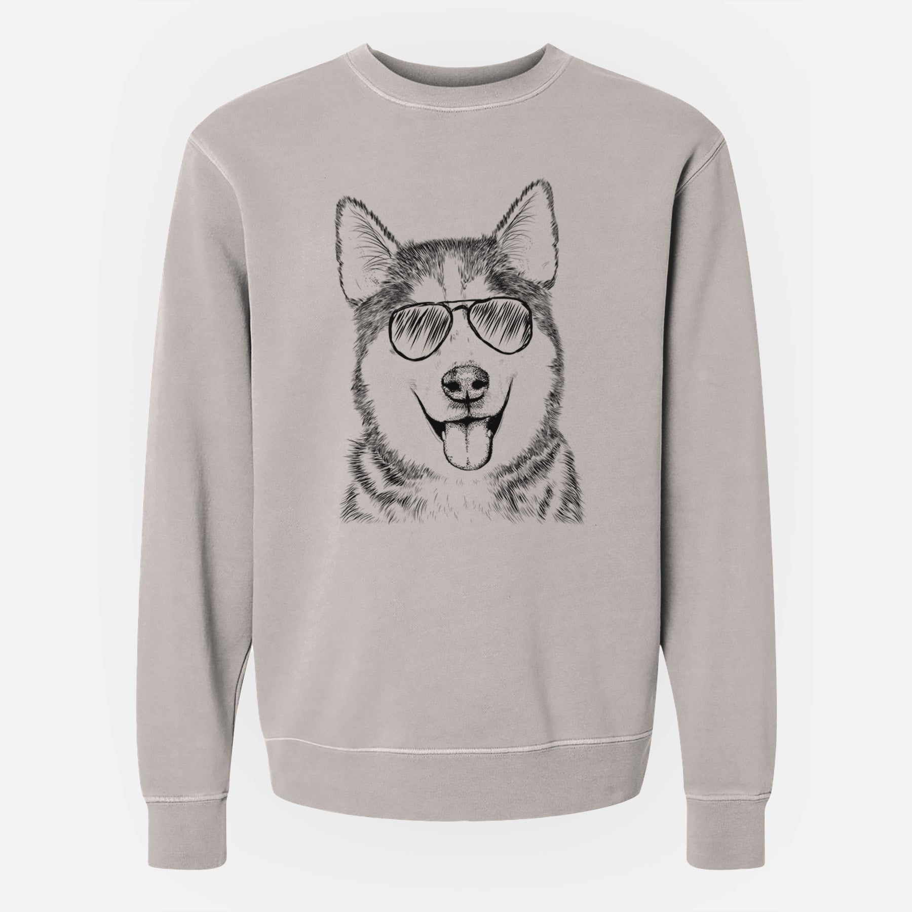 Aviator Sesi the Siberian Husky - Unisex Pigment Dyed Crew Sweatshirt