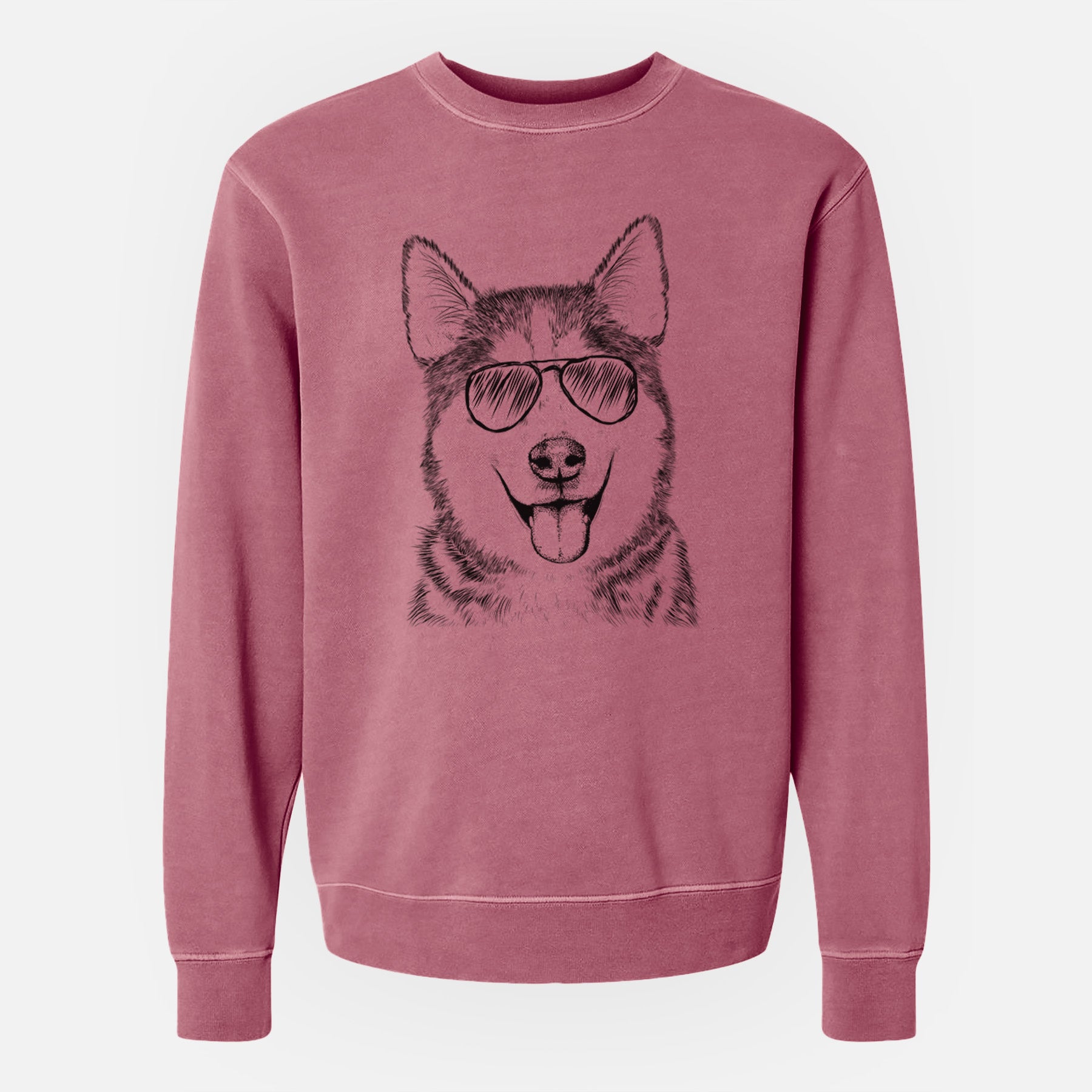 Aviator Sesi the Siberian Husky - Unisex Pigment Dyed Crew Sweatshirt