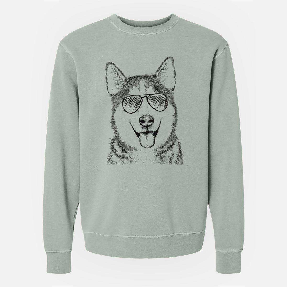 Aviator Sesi the Siberian Husky - Unisex Pigment Dyed Crew Sweatshirt