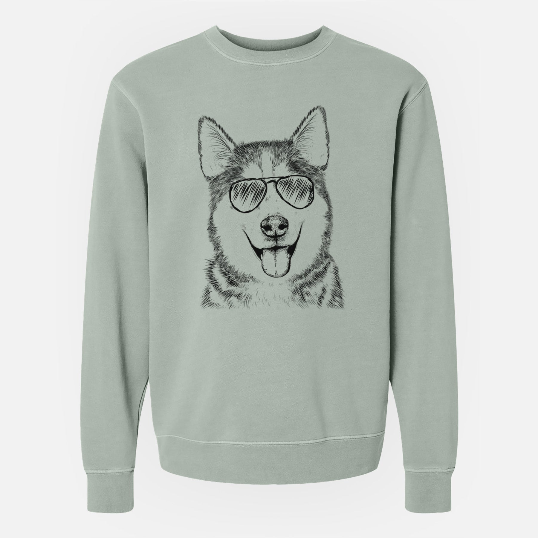 Aviator Sesi the Siberian Husky - Unisex Pigment Dyed Crew Sweatshirt