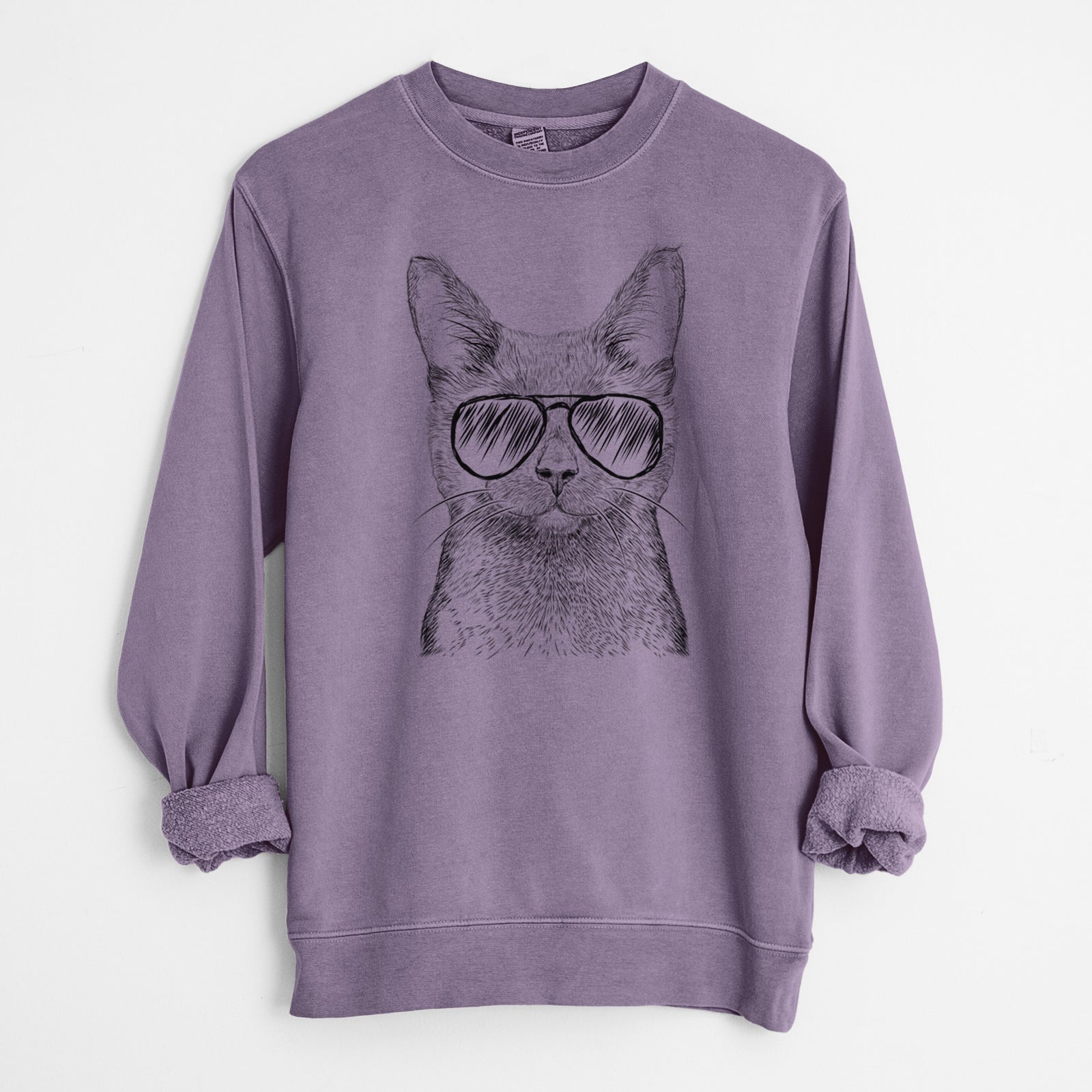 Aviator Shadow the Black Cat - Unisex Pigment Dyed Crew Sweatshirt