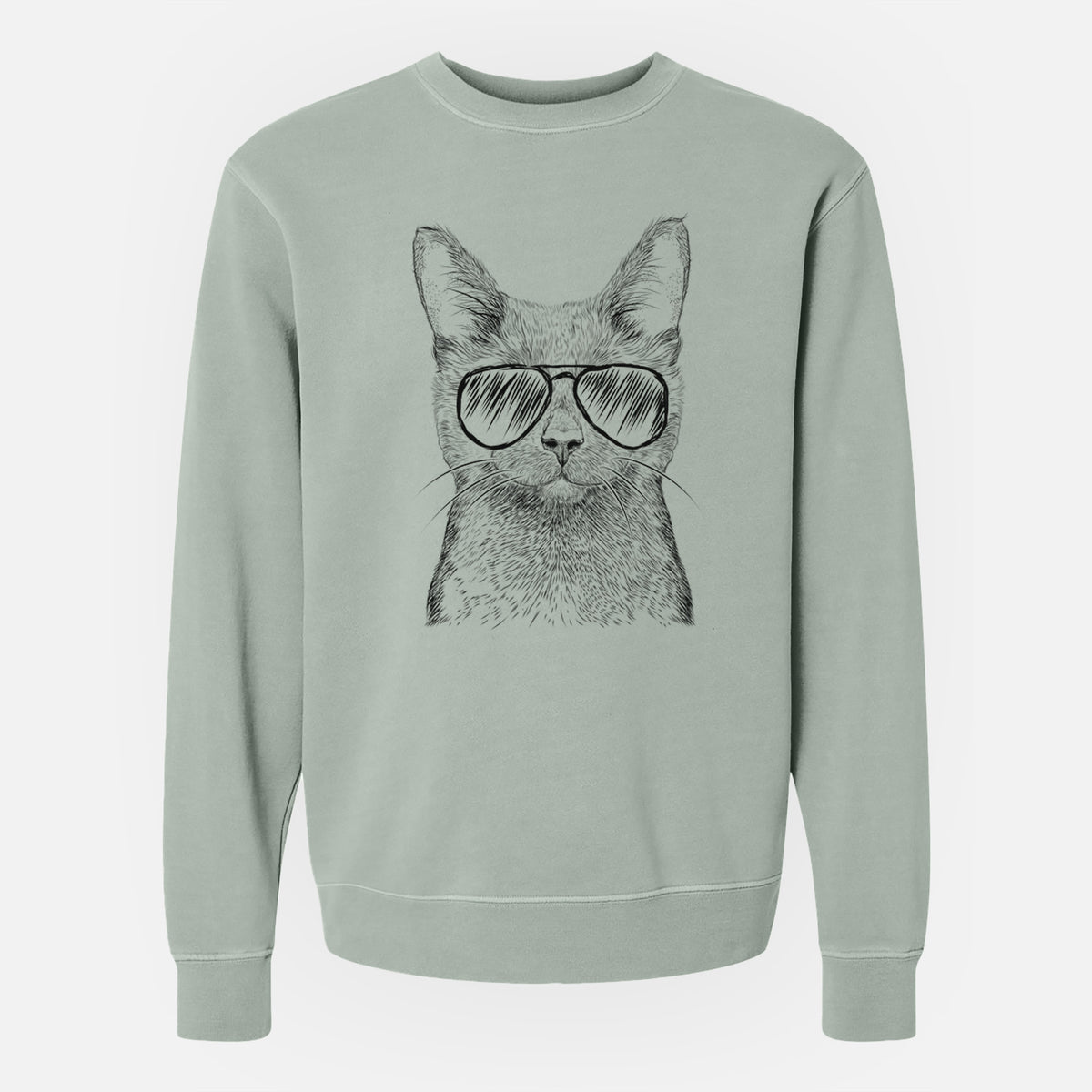 Aviator Shadow the Black Cat - Unisex Pigment Dyed Crew Sweatshirt