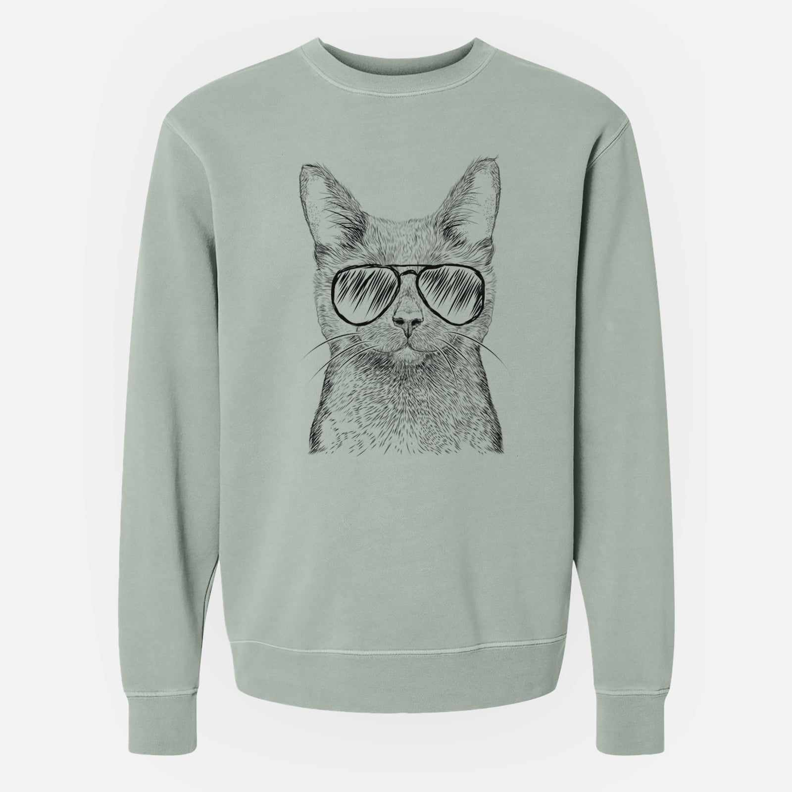 Aviator Shadow the Black Cat - Unisex Pigment Dyed Crew Sweatshirt