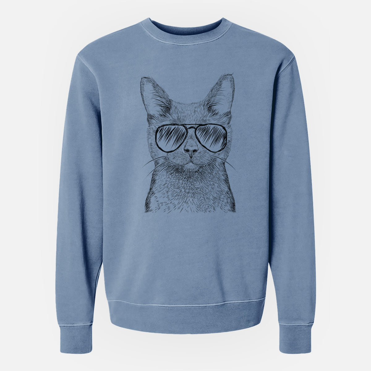 Aviator Shadow the Black Cat - Unisex Pigment Dyed Crew Sweatshirt
