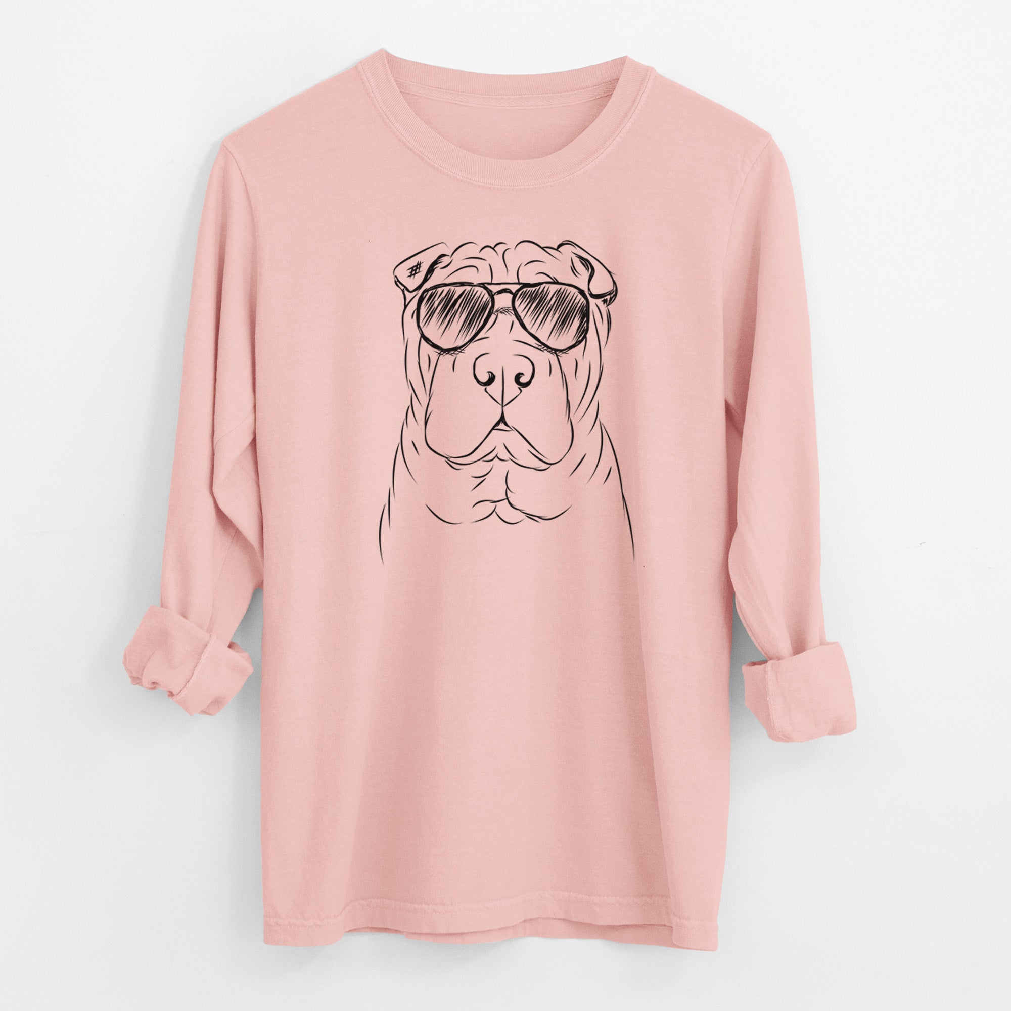 Aviator Sharpy the Shar Pei - Men's Heavyweight 100% Cotton Long Sleeve