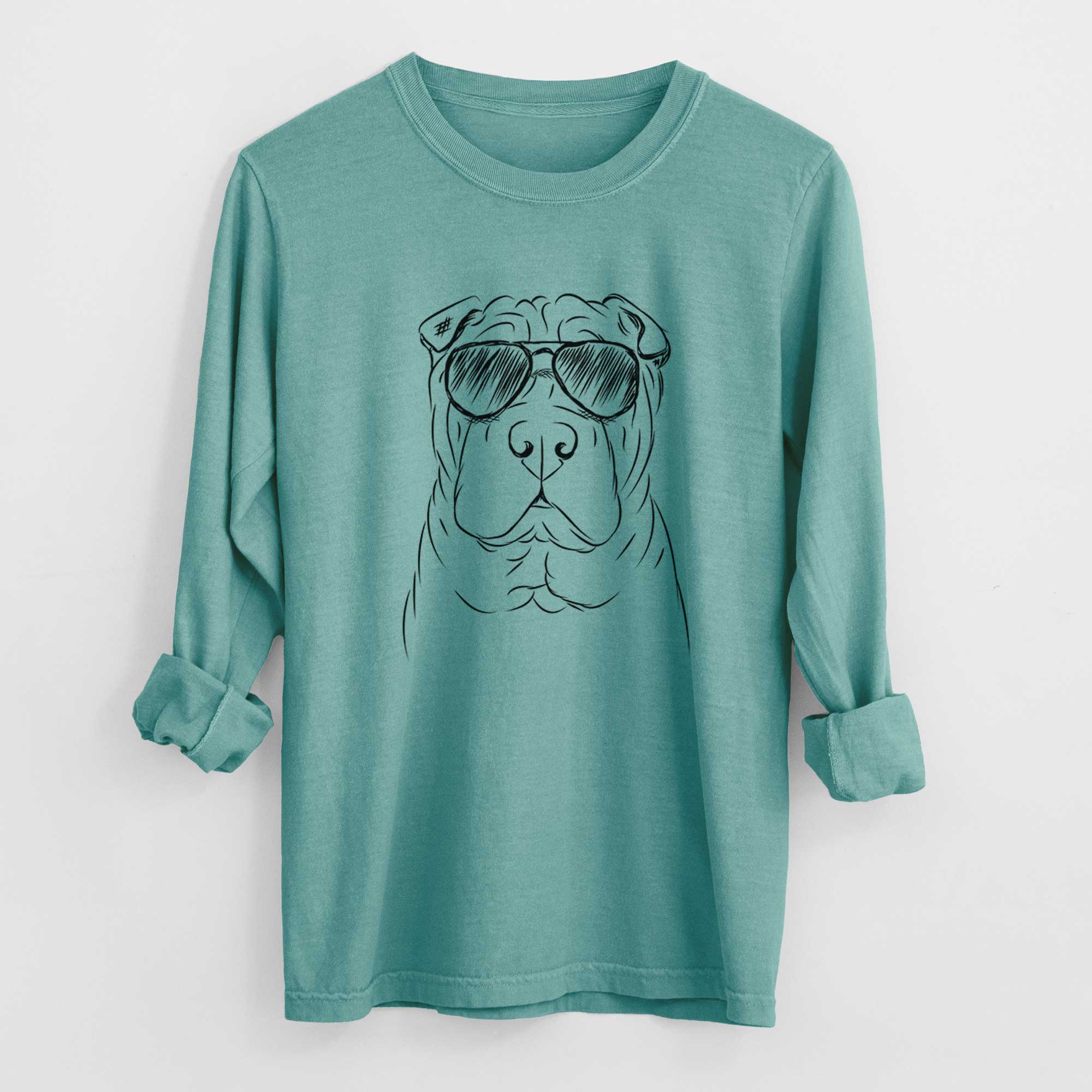 Aviator Sharpy the Shar Pei - Men's Heavyweight 100% Cotton Long Sleeve