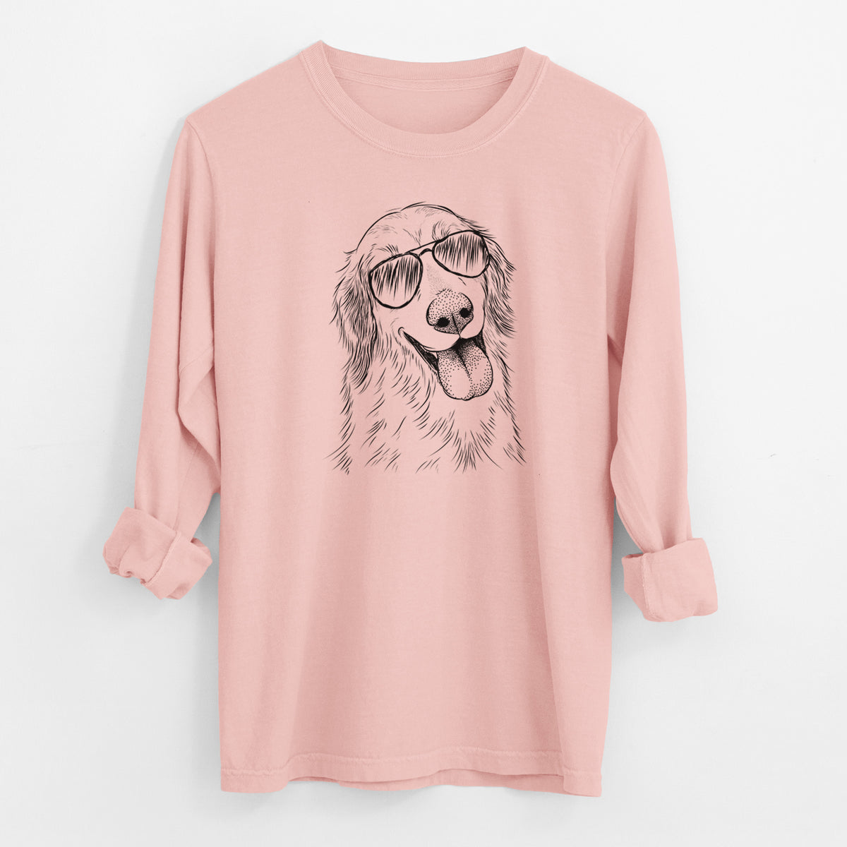 Aviator Shelby the Golden Retriever - Men's Heavyweight 100% Cotton Long Sleeve