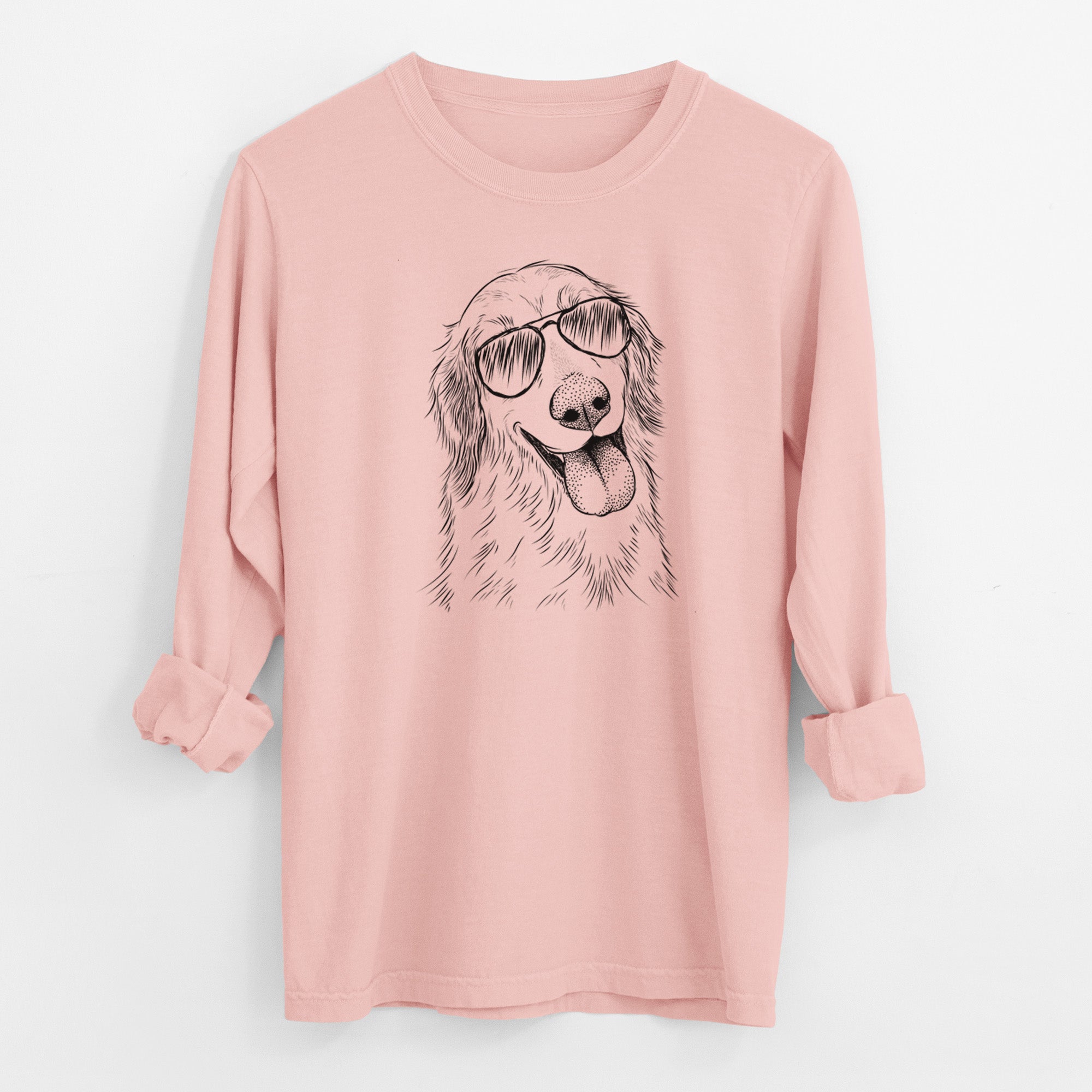 Aviator Shelby the Golden Retriever - Men's Heavyweight 100% Cotton Long Sleeve