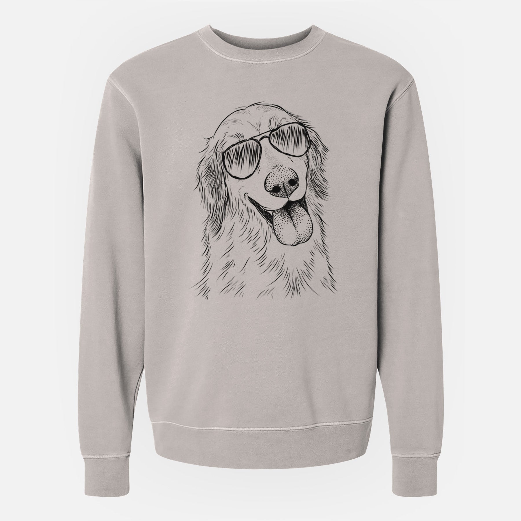 Aviator Shelby the Golden Retriever - Unisex Pigment Dyed Crew Sweatshirt