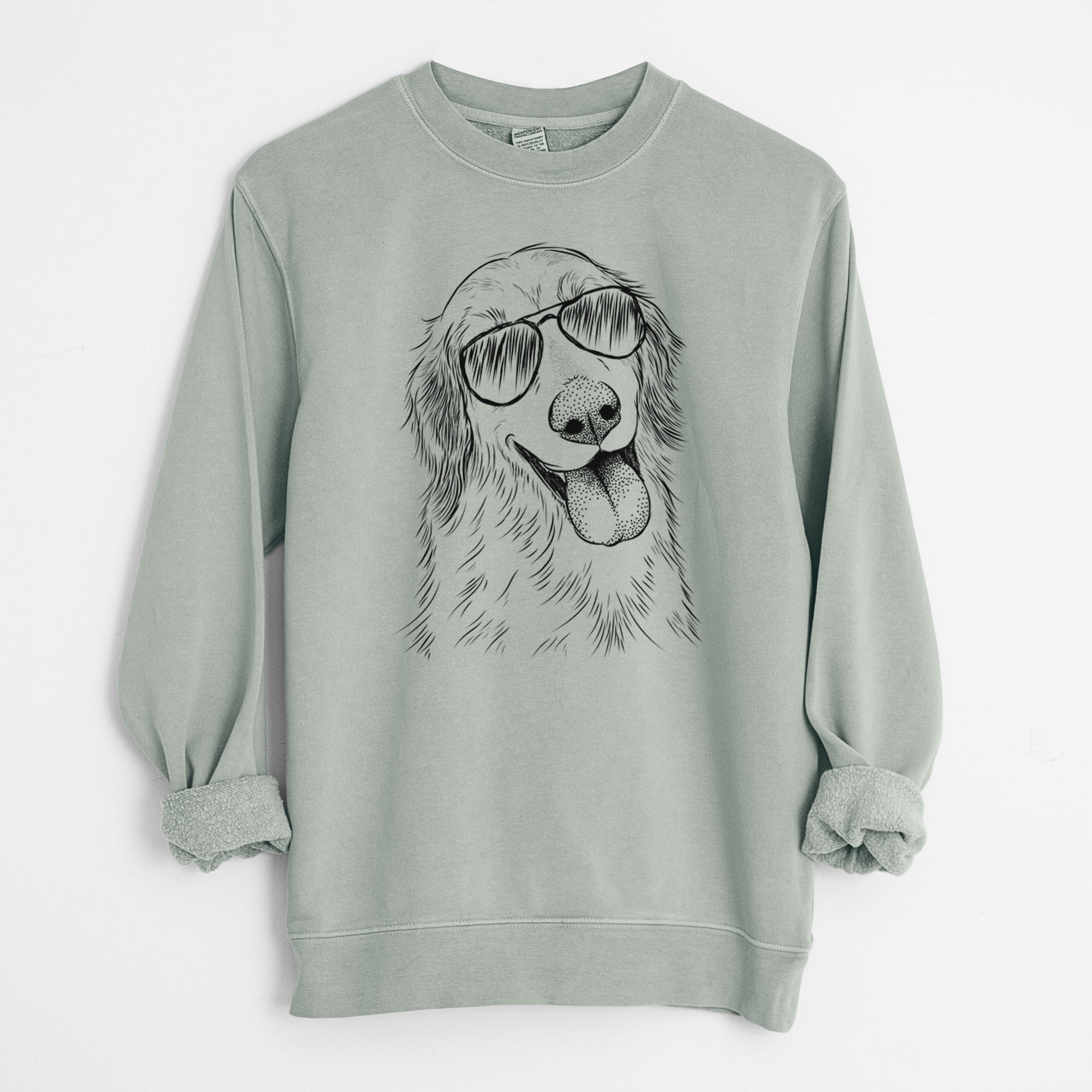 Aviator Shelby the Golden Retriever - Unisex Pigment Dyed Crew Sweatshirt