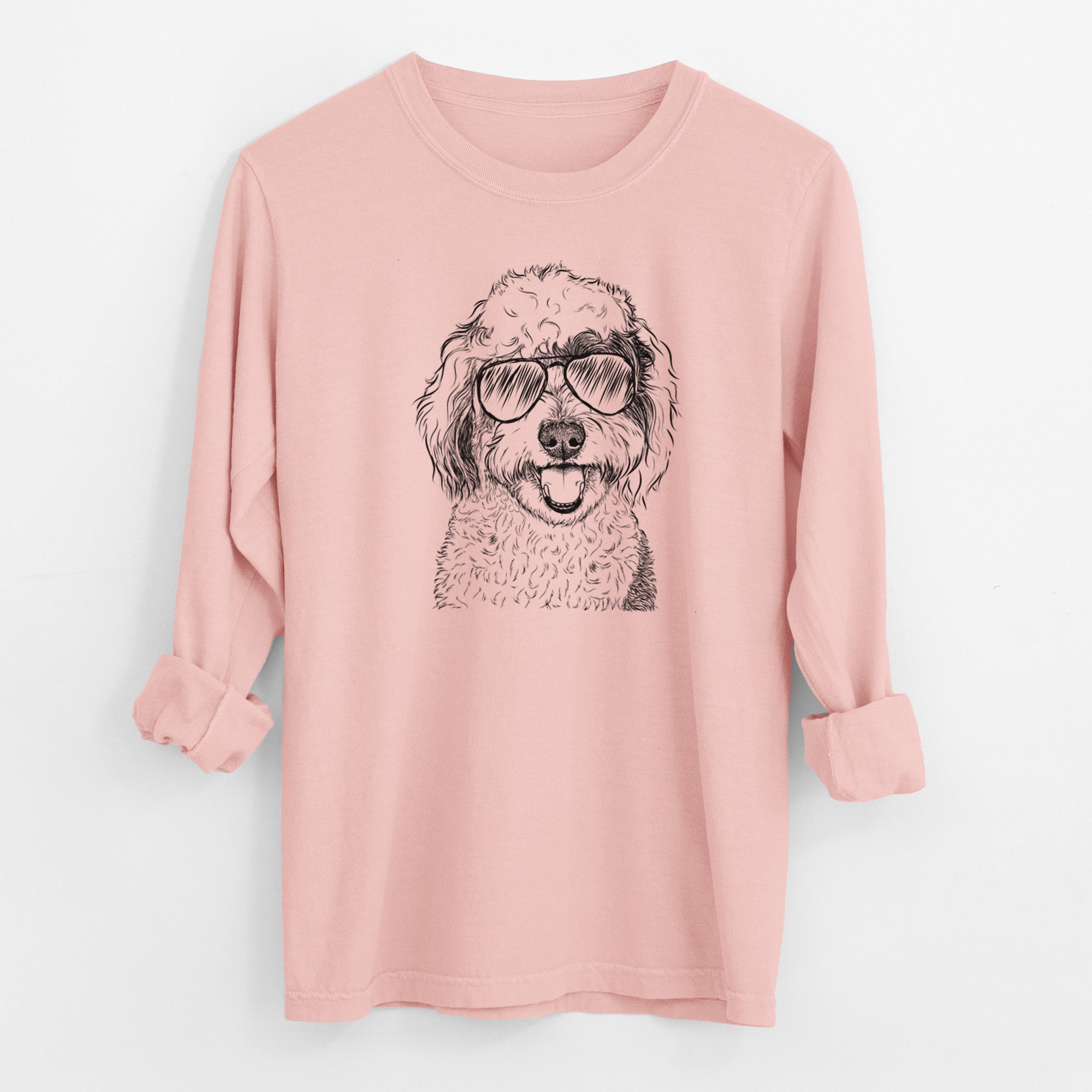 Aviator Sherlock the Sheepadoodle - Men's Heavyweight 100% Cotton Long Sleeve