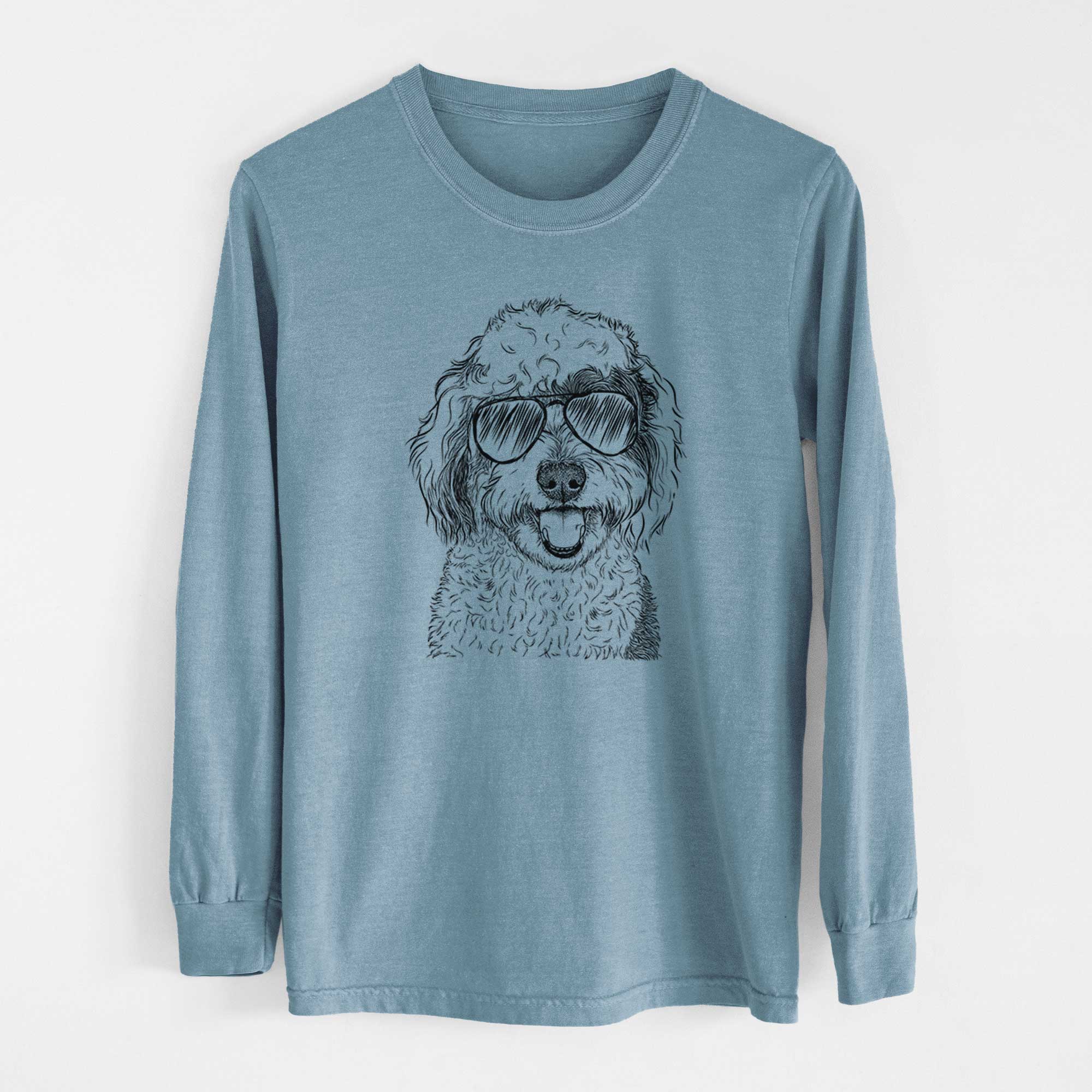 Aviator Sherlock the Sheepadoodle - Men's Heavyweight 100% Cotton Long Sleeve