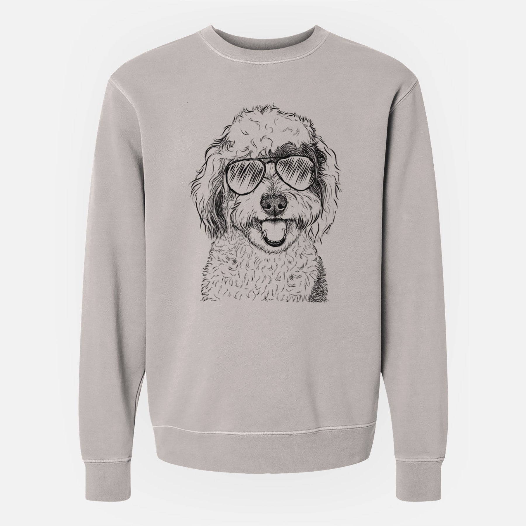 Aviator Sherlock the Sheepadoodle - Unisex Pigment Dyed Crew Sweatshirt