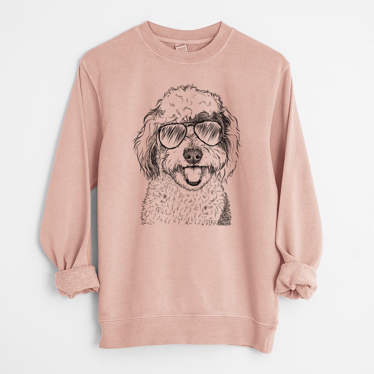 Aviator Sherlock the Sheepadoodle - Unisex Pigment Dyed Crew Sweatshirt