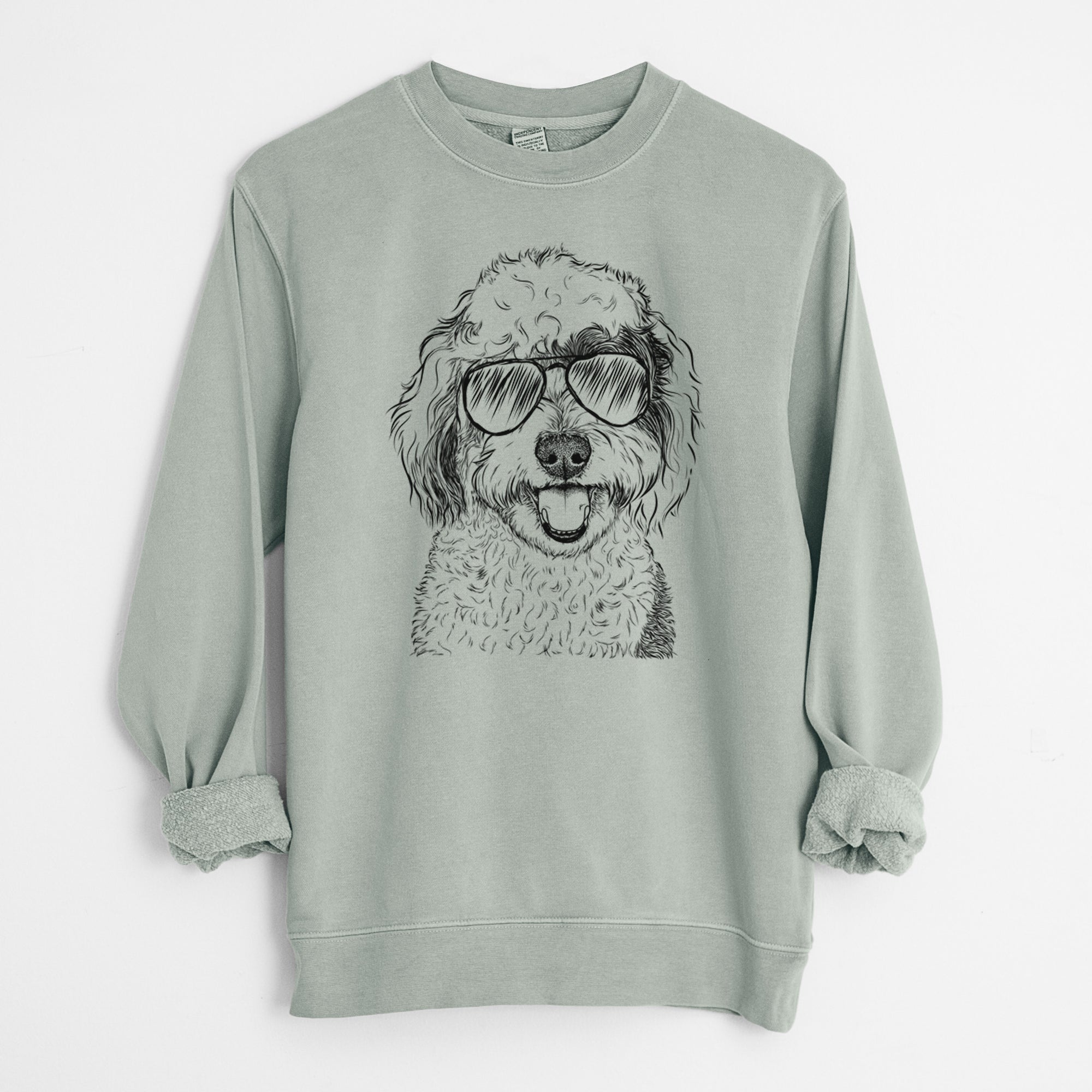 Aviator Sherlock the Sheepadoodle - Unisex Pigment Dyed Crew Sweatshirt