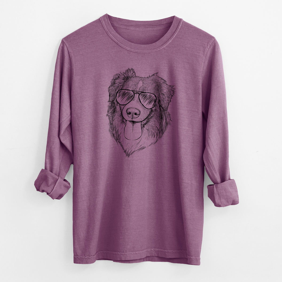 Aviator Siena the Australian Shepherd - Men's Heavyweight 100% Cotton Long Sleeve