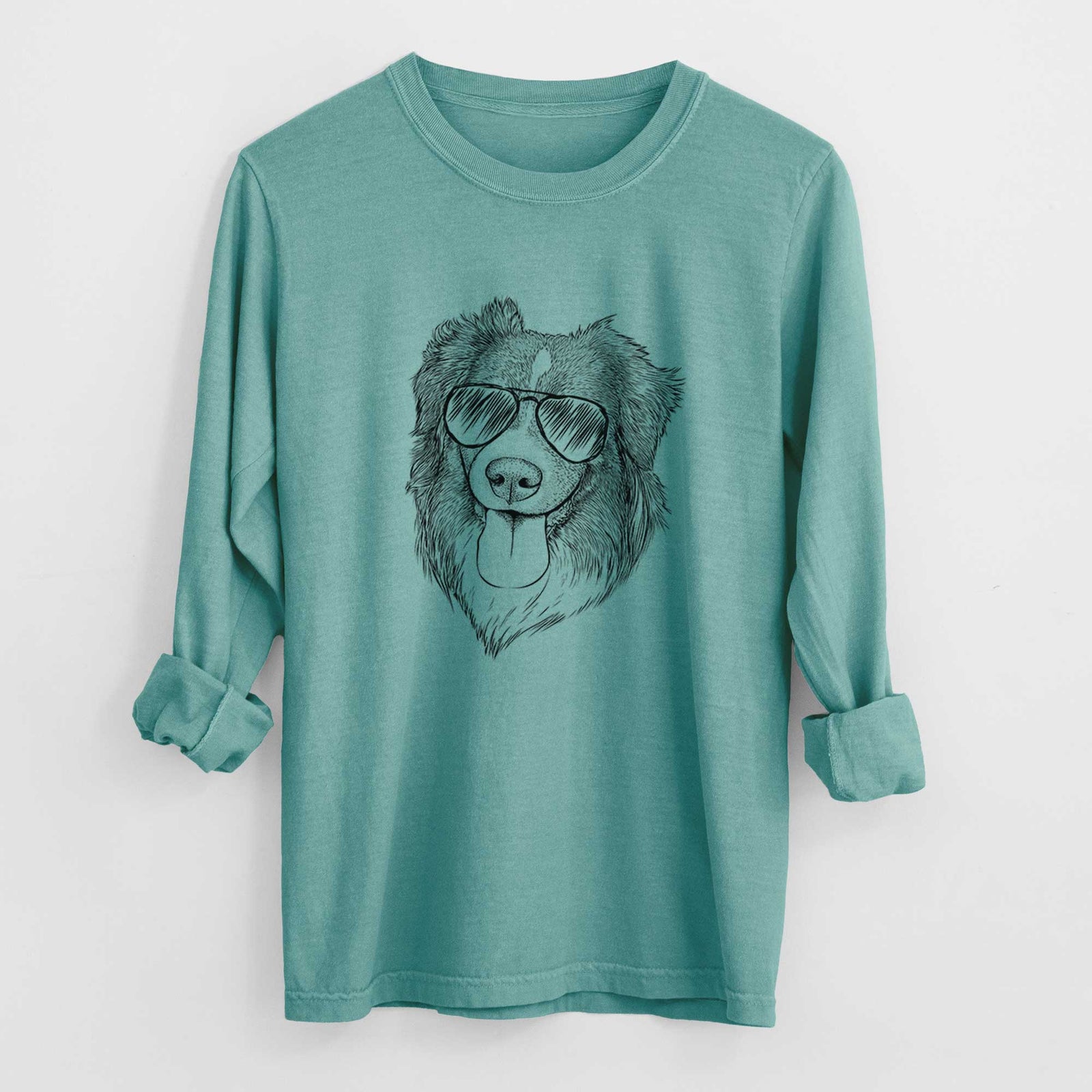 Aviator Siena the Australian Shepherd - Men's Heavyweight 100% Cotton Long Sleeve