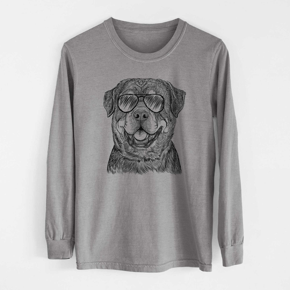 Aviator Sig the Rottweiler - Men's Heavyweight 100% Cotton Long Sleeve
