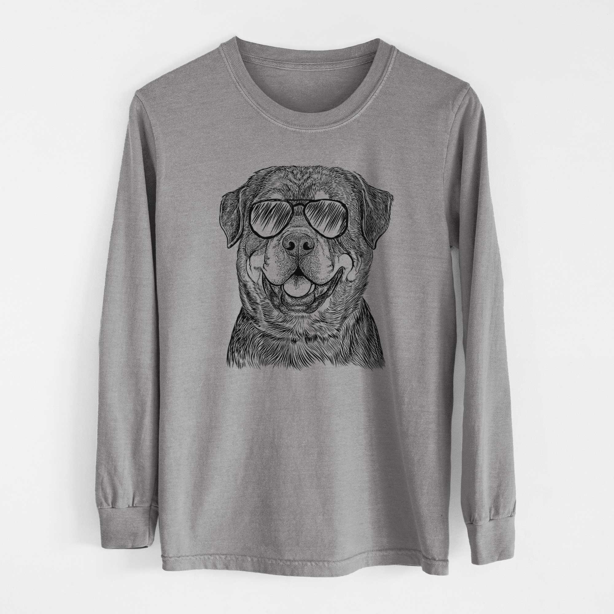 Aviator Sig the Rottweiler - Men's Heavyweight 100% Cotton Long Sleeve