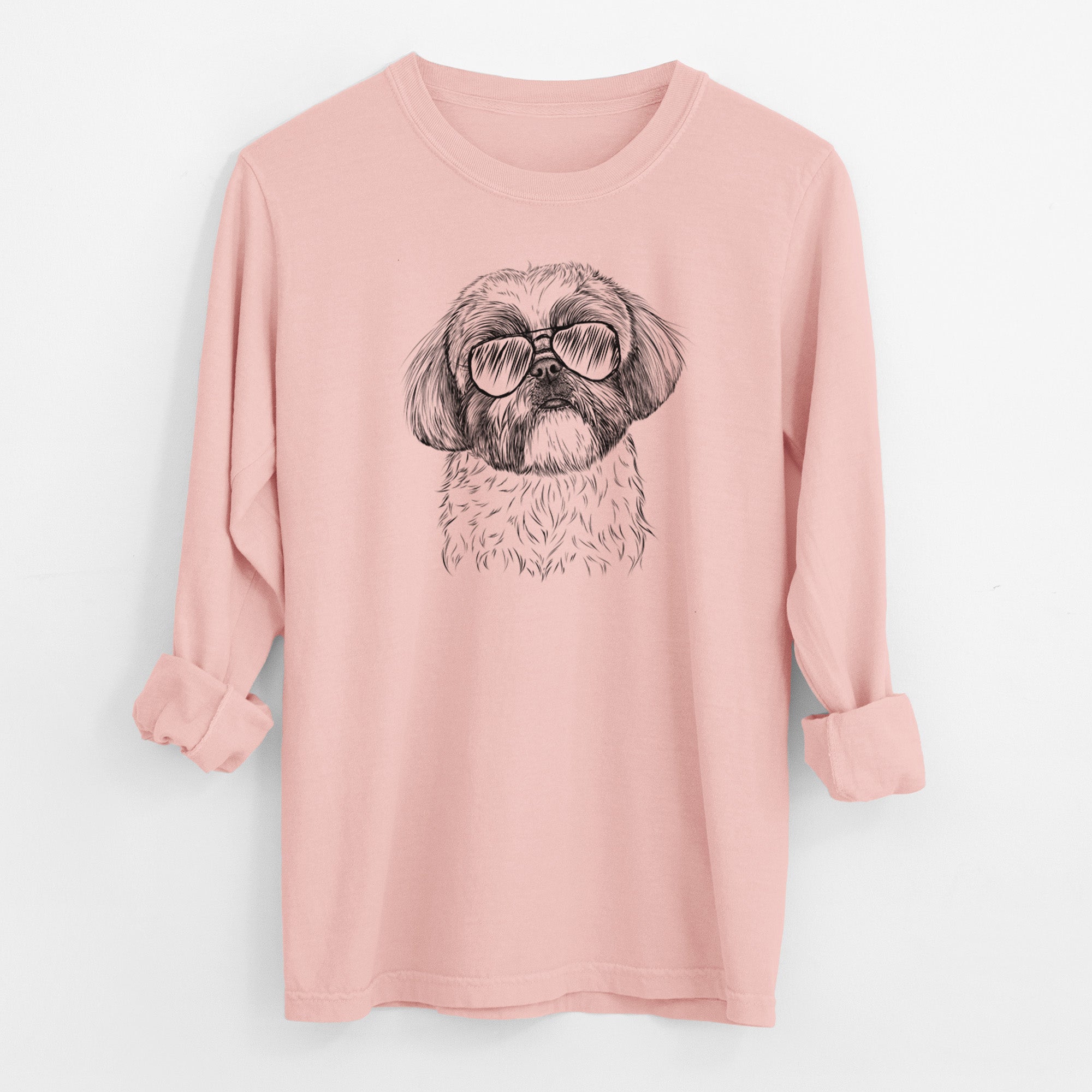 Aviator Simon the Shih Tzu - Men's Heavyweight 100% Cotton Long Sleeve