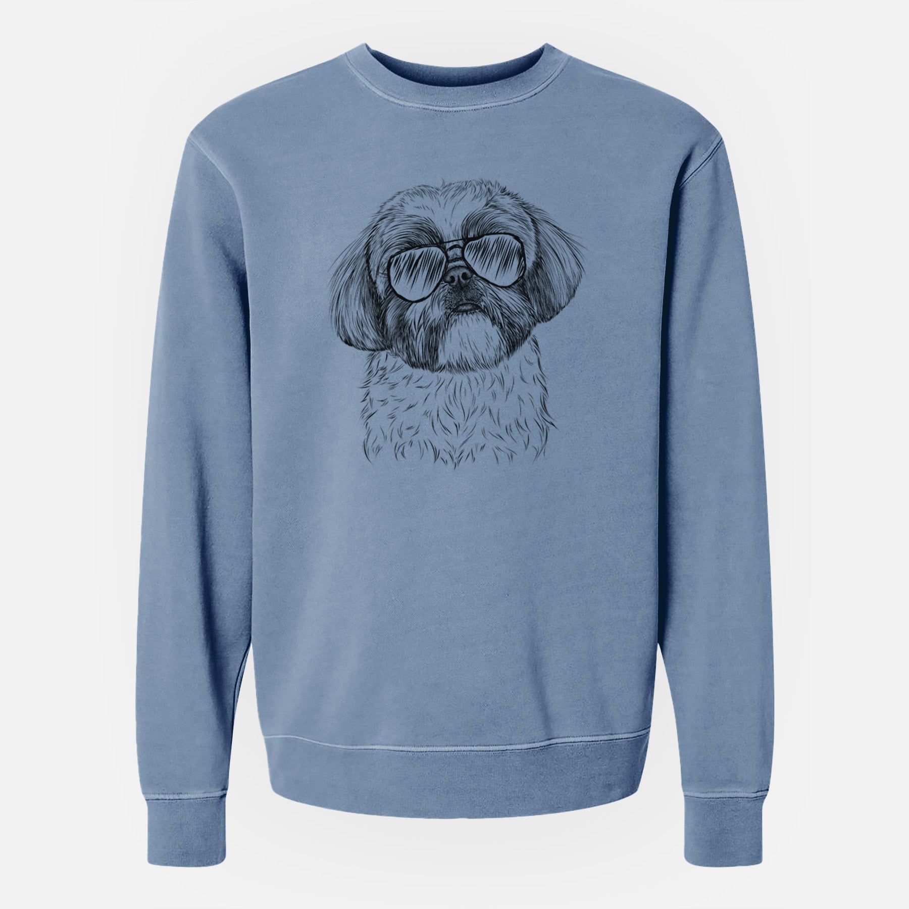 Aviator Simon the Shih Tzu - Unisex Pigment Dyed Crew Sweatshirt