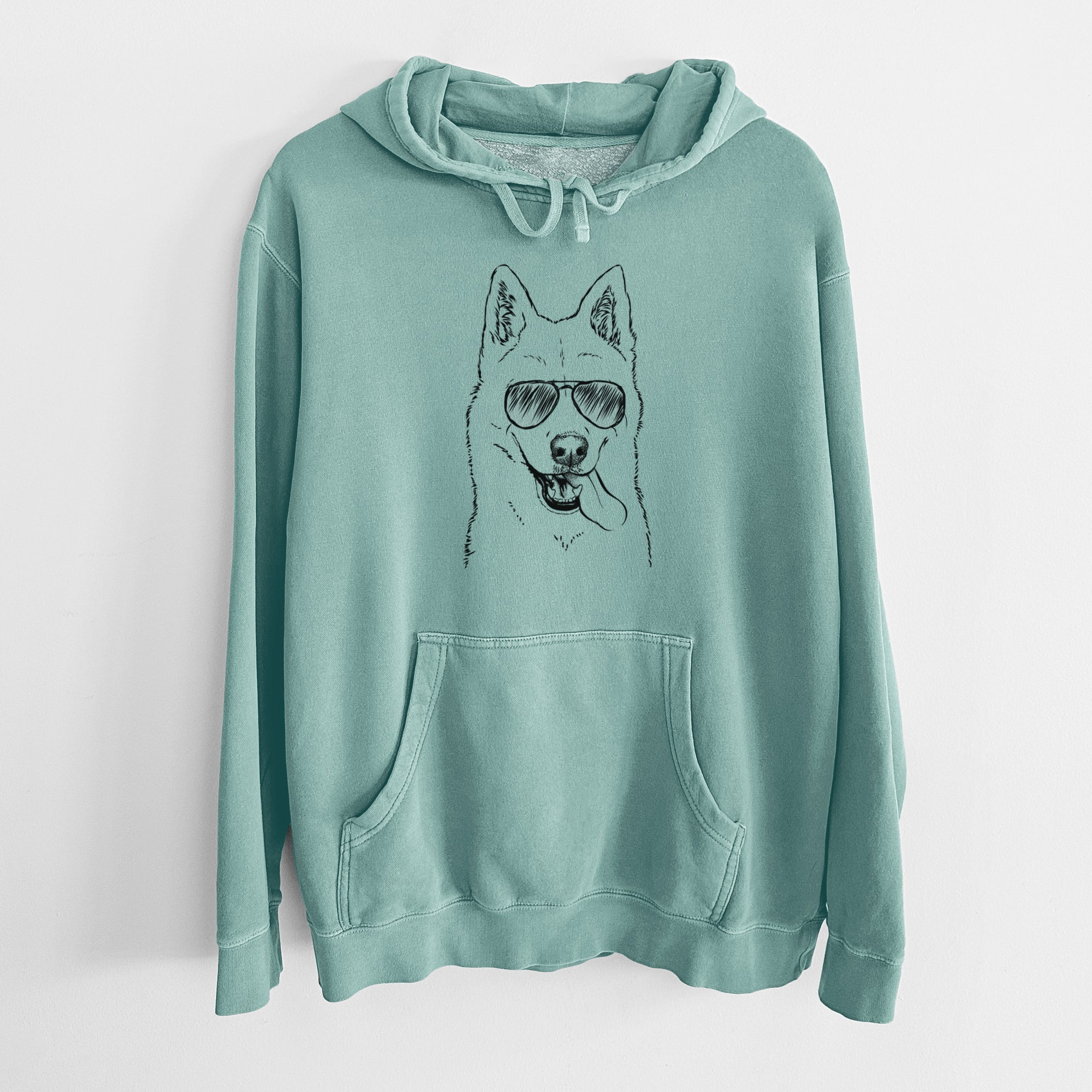 Aviator Sinatra the Siberian Husky - Unisex Pigment Dyed Hoodie