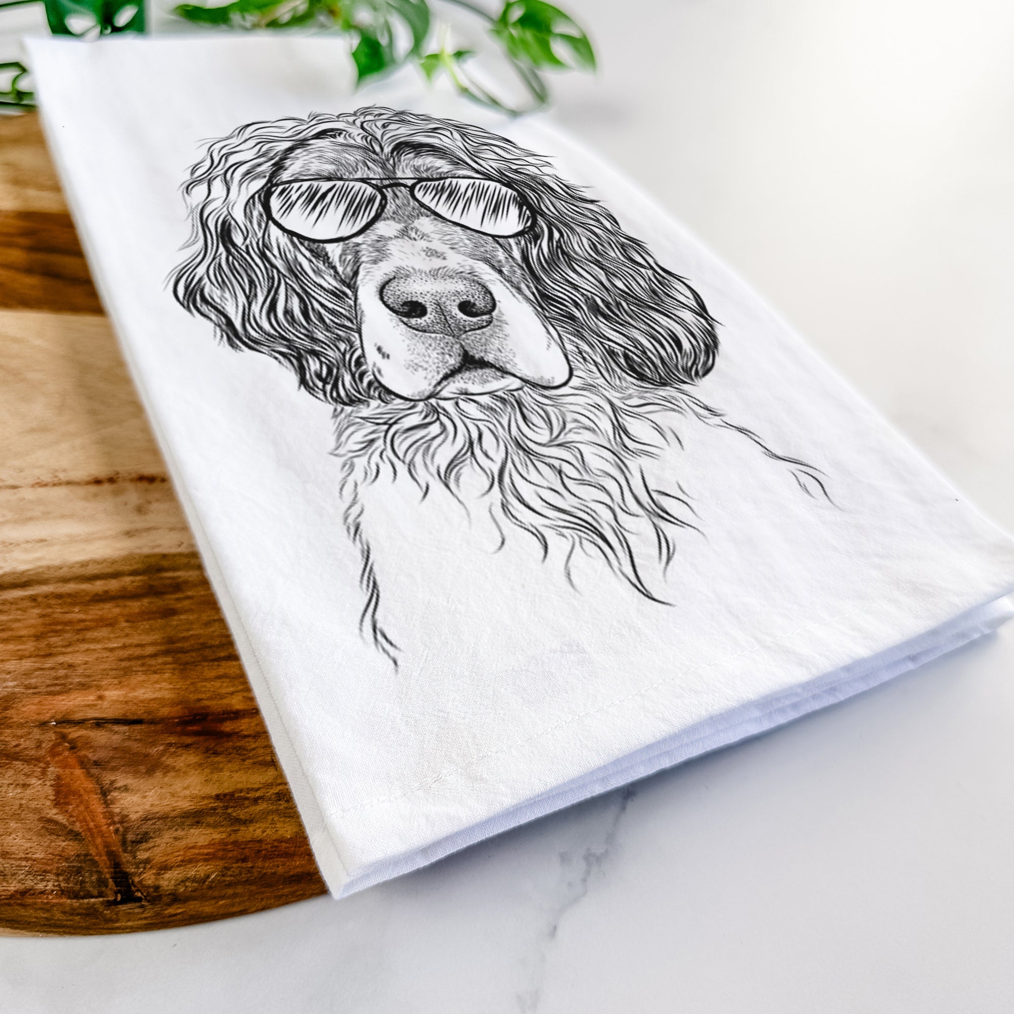 Sir Rexford the Blue Belton English Setter Tea Towel