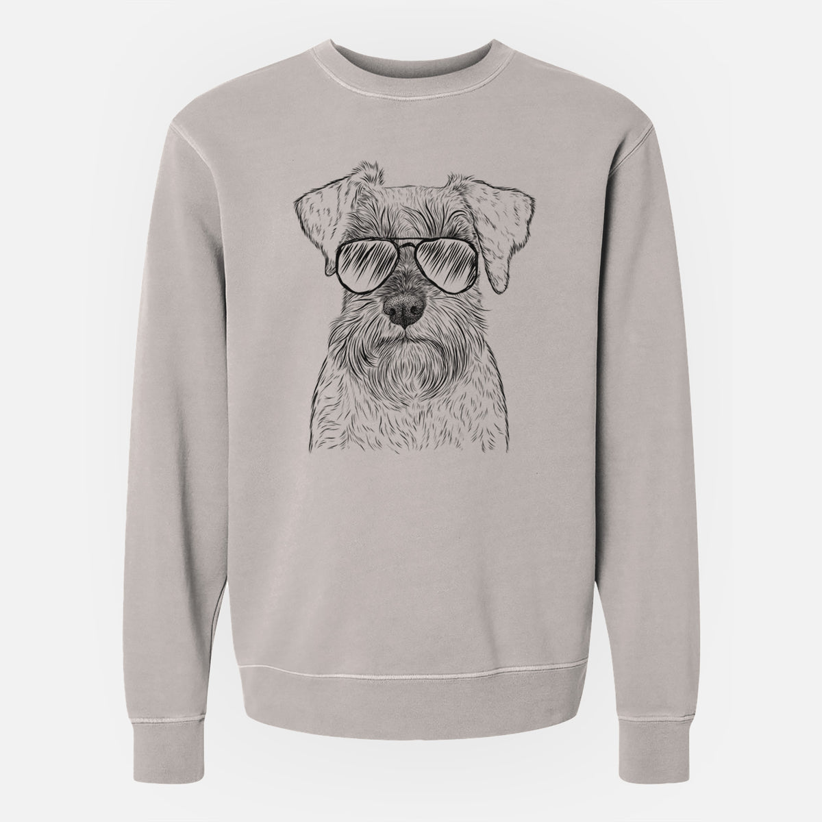 Aviator Smokey the Miniature Schnauzer - Unisex Pigment Dyed Crew Sweatshirt