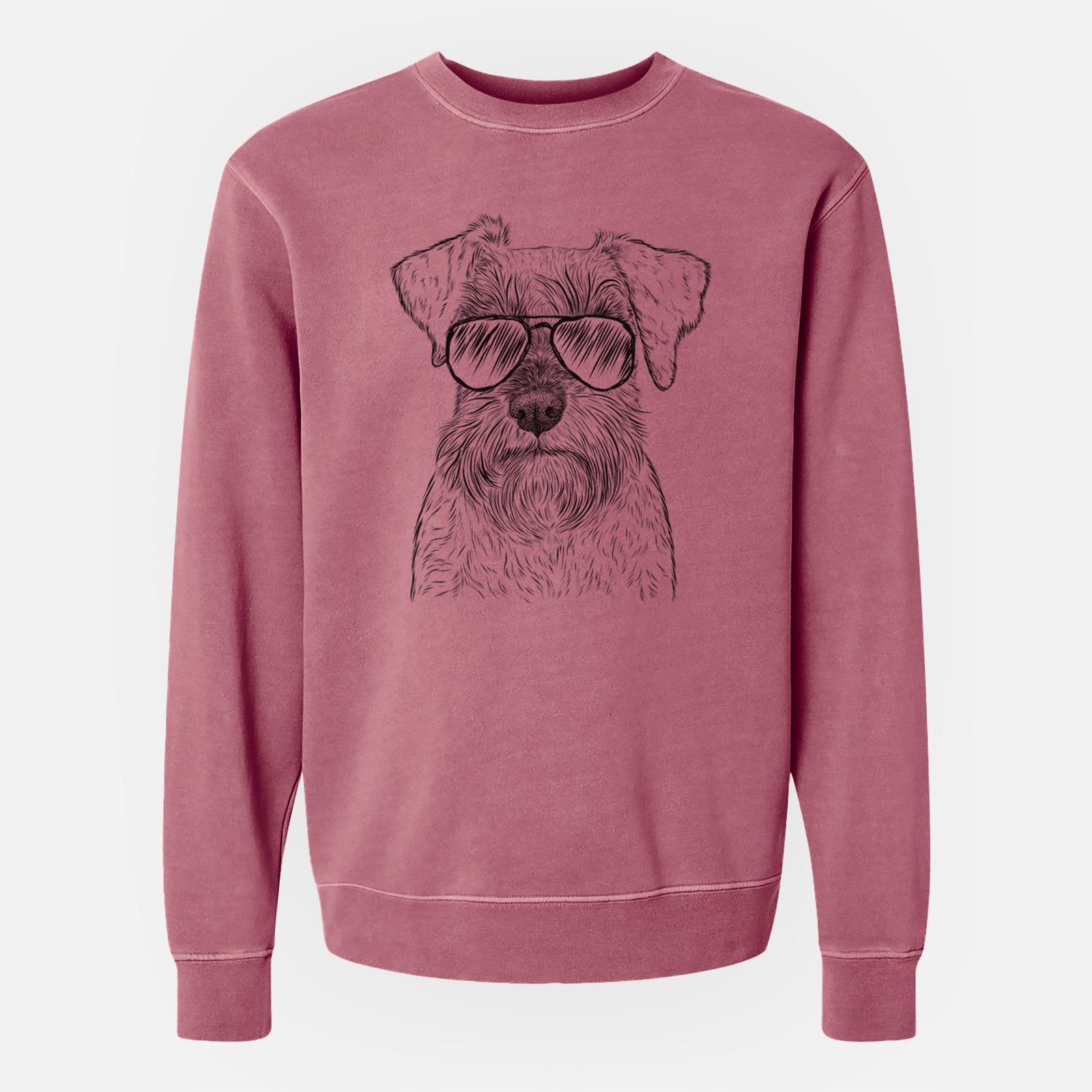 Aviator Smokey the Miniature Schnauzer - Unisex Pigment Dyed Crew Sweatshirt