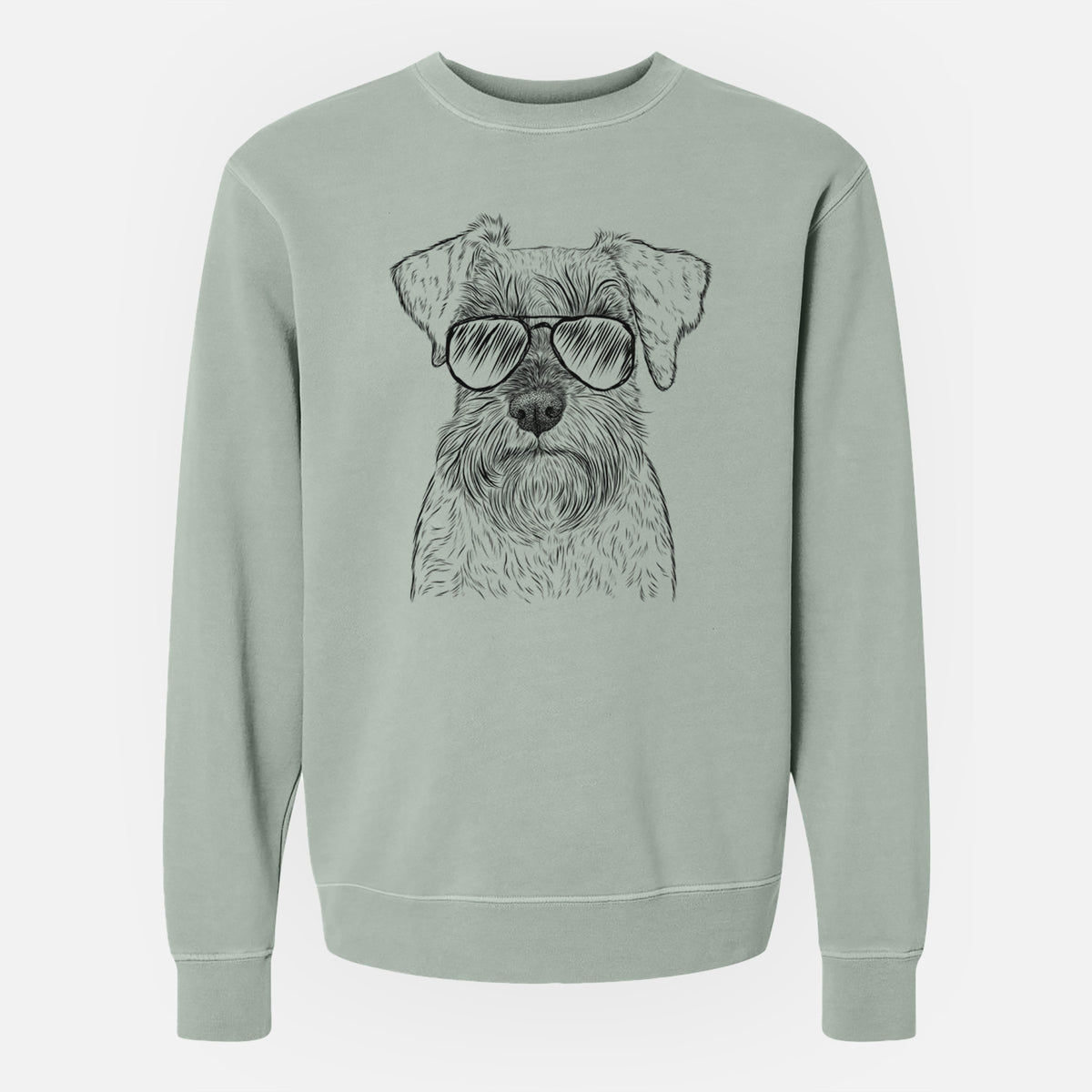 Aviator Smokey the Miniature Schnauzer - Unisex Pigment Dyed Crew Sweatshirt