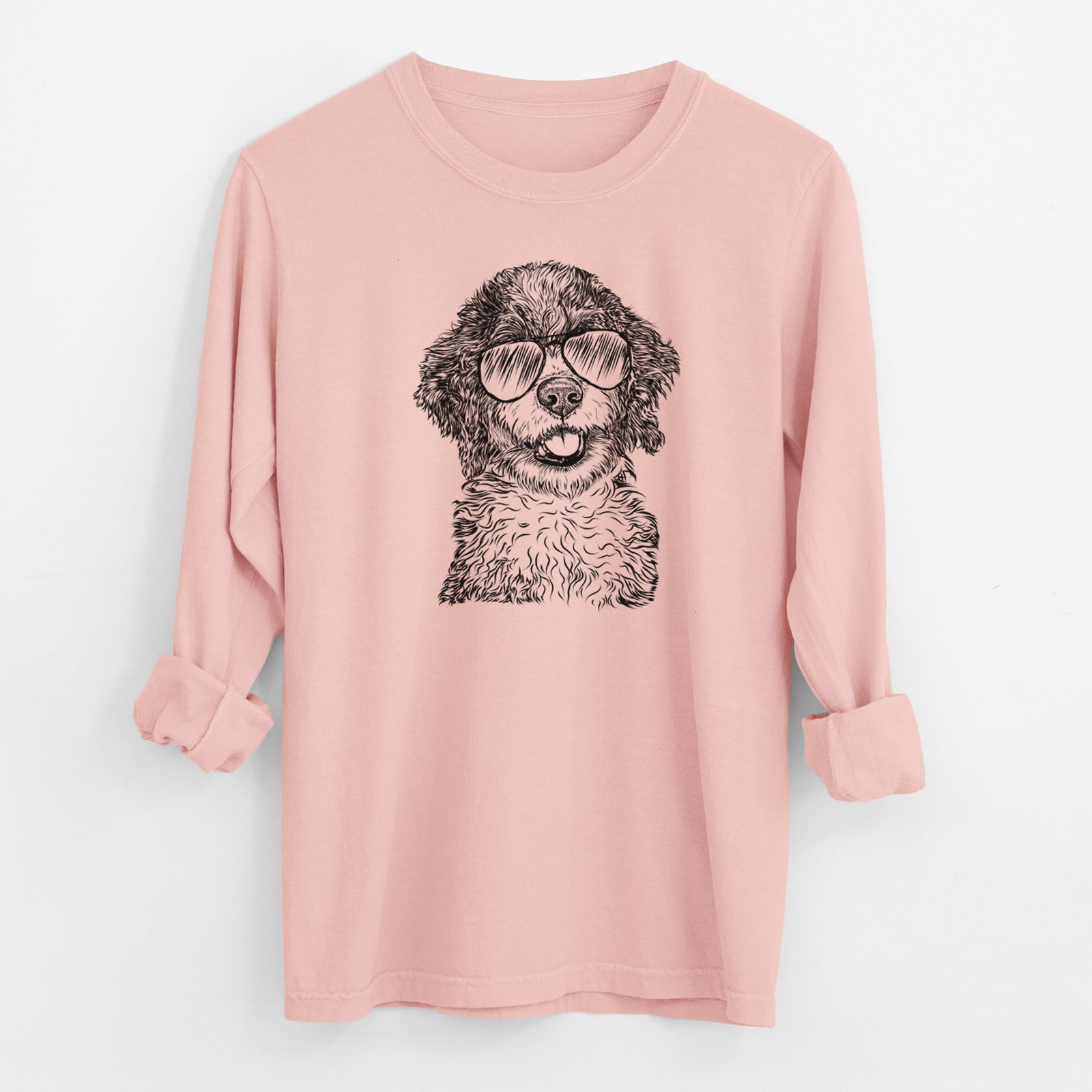 Aviator Smoky the Bernedoodle Puppy - Men's Heavyweight 100% Cotton Long Sleeve