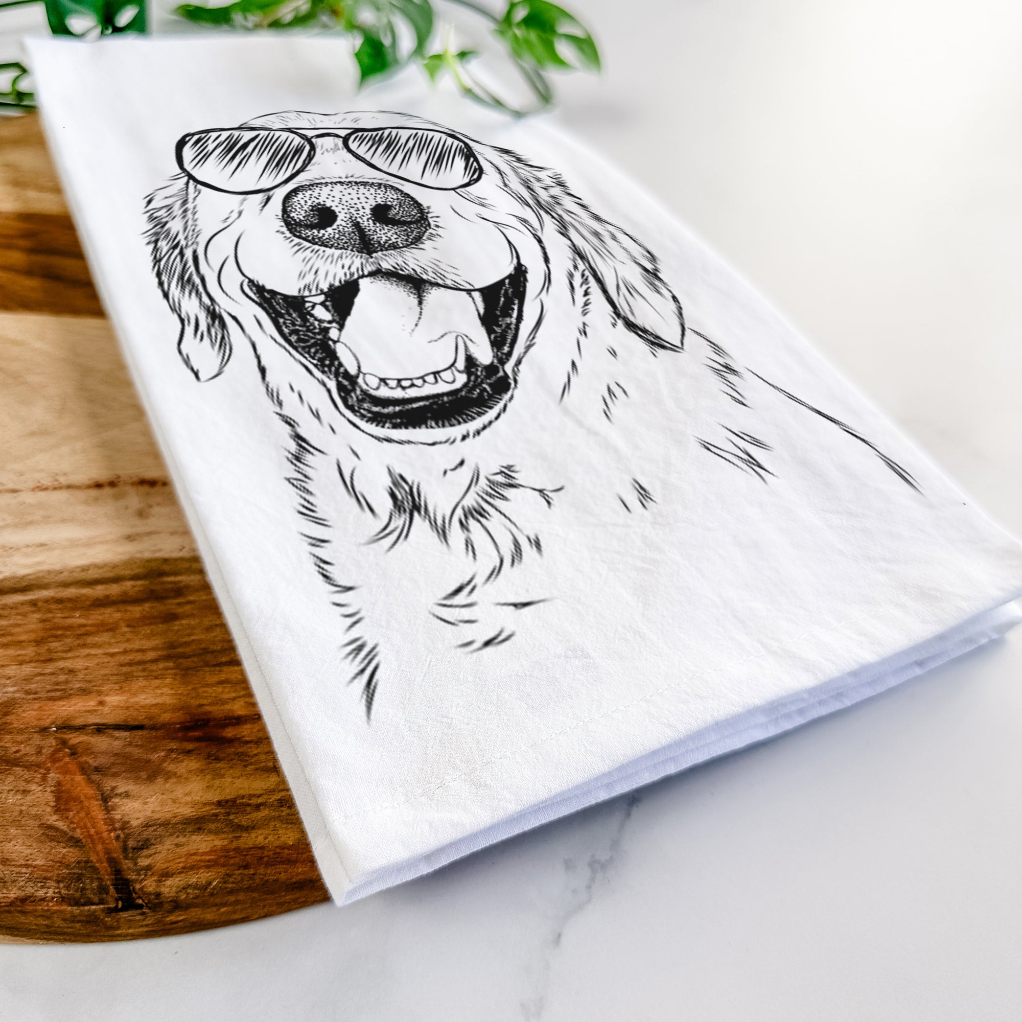 Spanky the Golden Retriever Tea Towel